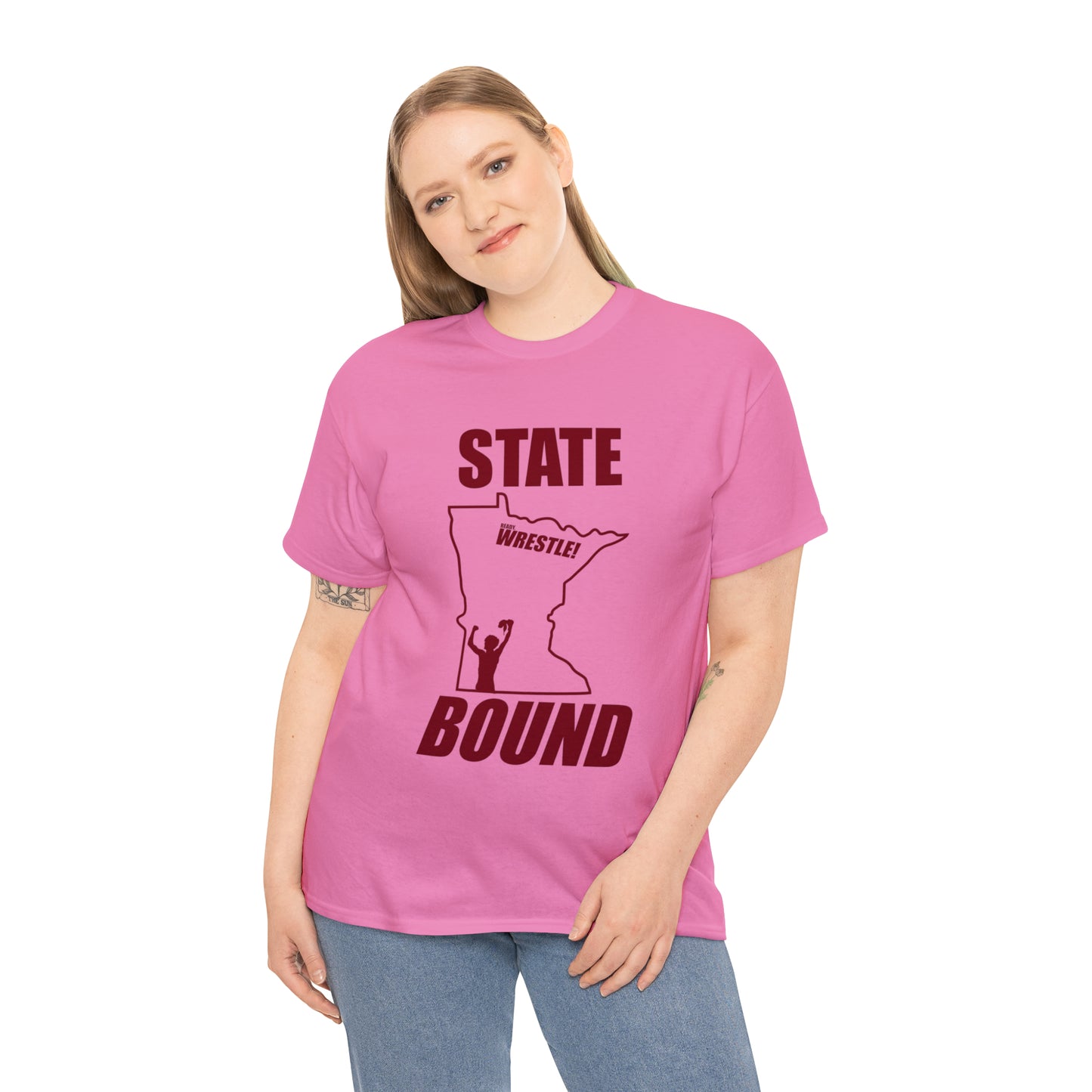 Minnetsota State Bound, Maroon Logo, Unisex Heavy Cotton Tee