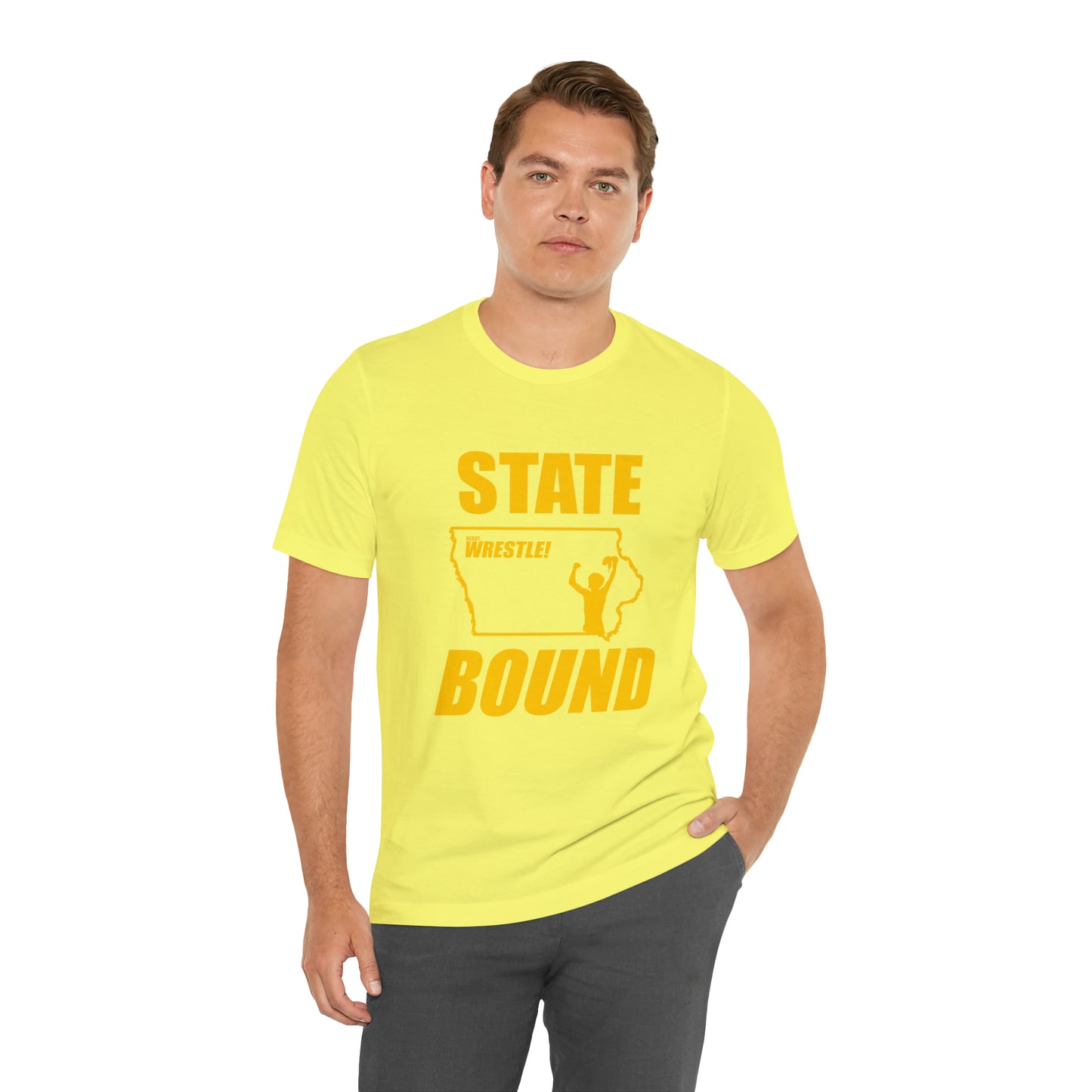 Iowa State Bound, Unisex Jersey Short Sleeve Tee, Gold Logo