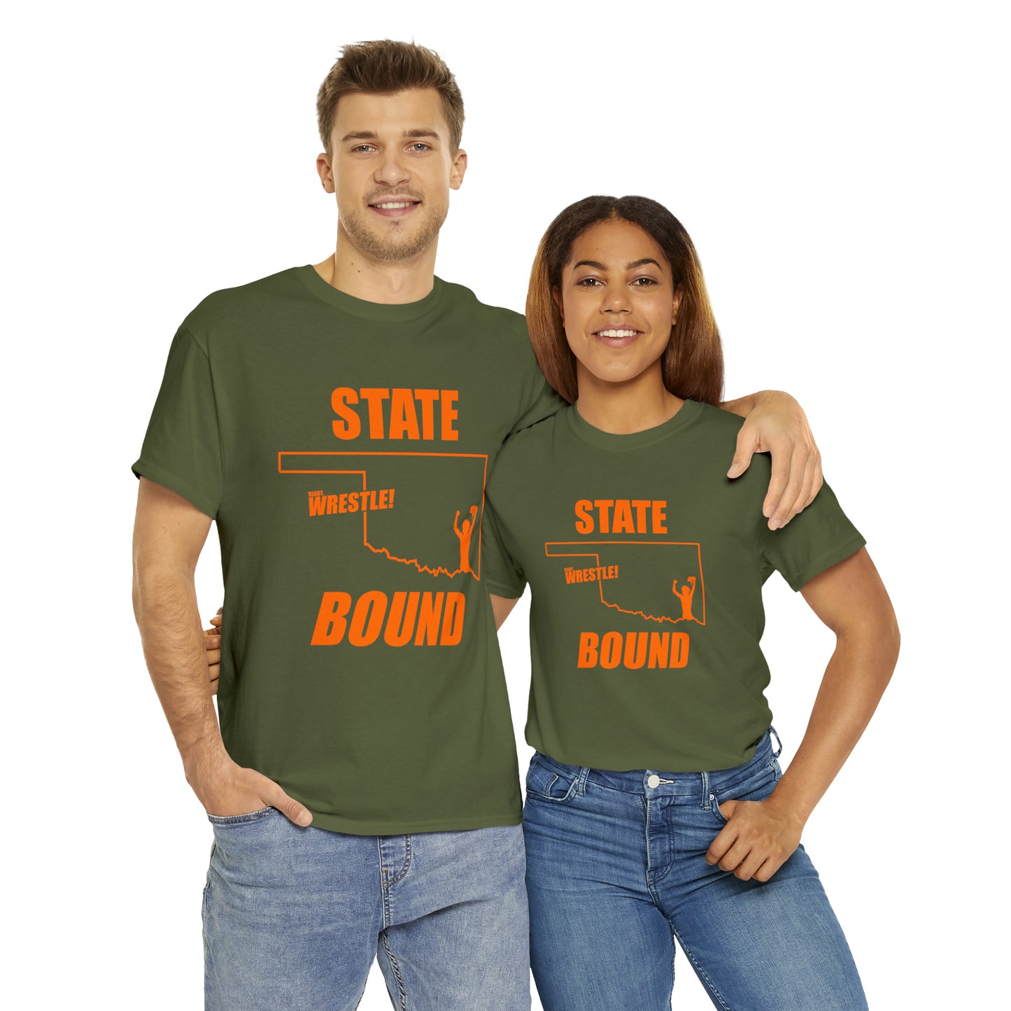 Oklahoma State Bound, Orange Logo, Unisex Heavy Cotton Tee