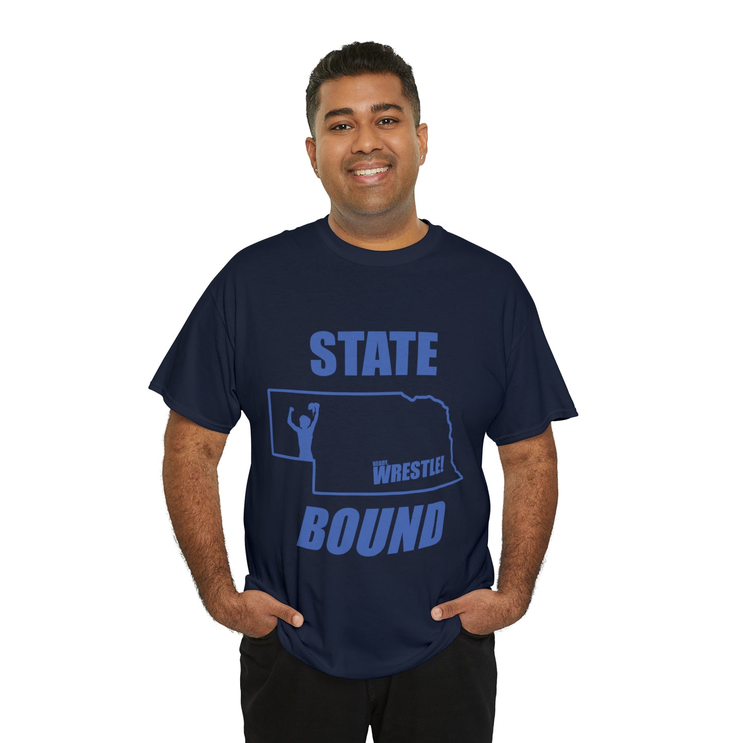 Nebraska State Bound, Royal Blue Logo, Unisex Heavy Cotton Tee