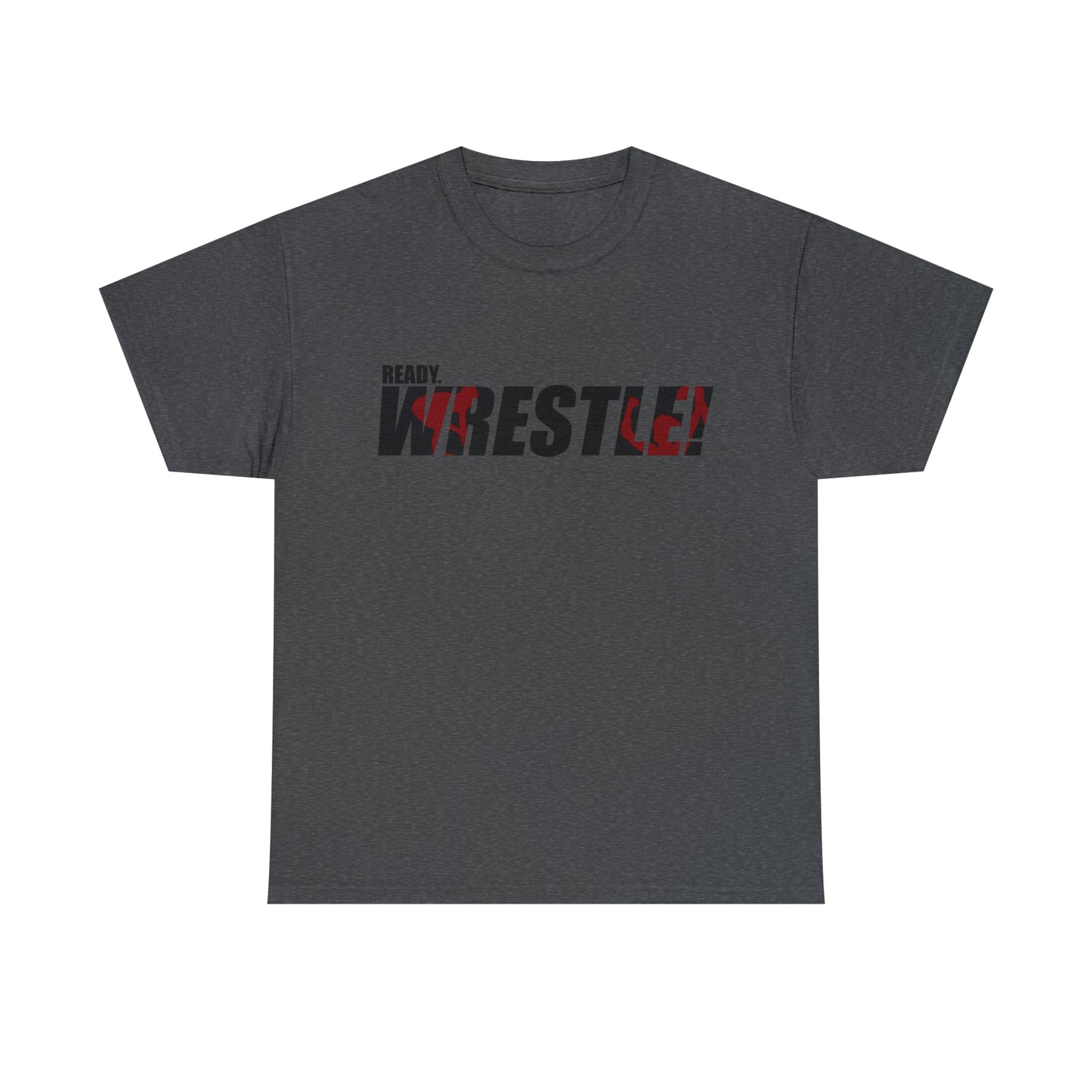 Ready. Wrestle! Black Logo w/Red Silhouettes, Unisex Heavy Cotton Tee