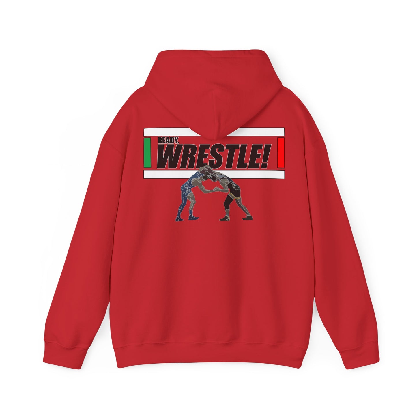 Ready. Wrestle! Start Lines, Unisex Heavy Blend™ Hooded Sweatshirt, Black Letters