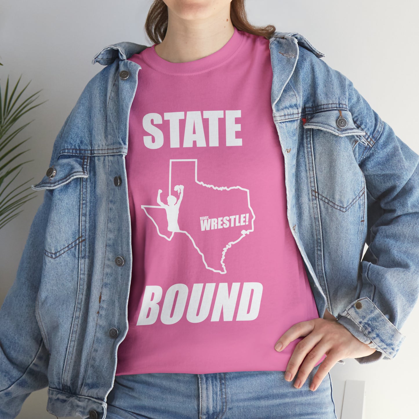 Texas State Bound, White Logo, Unisex Heavy Cotton Tee