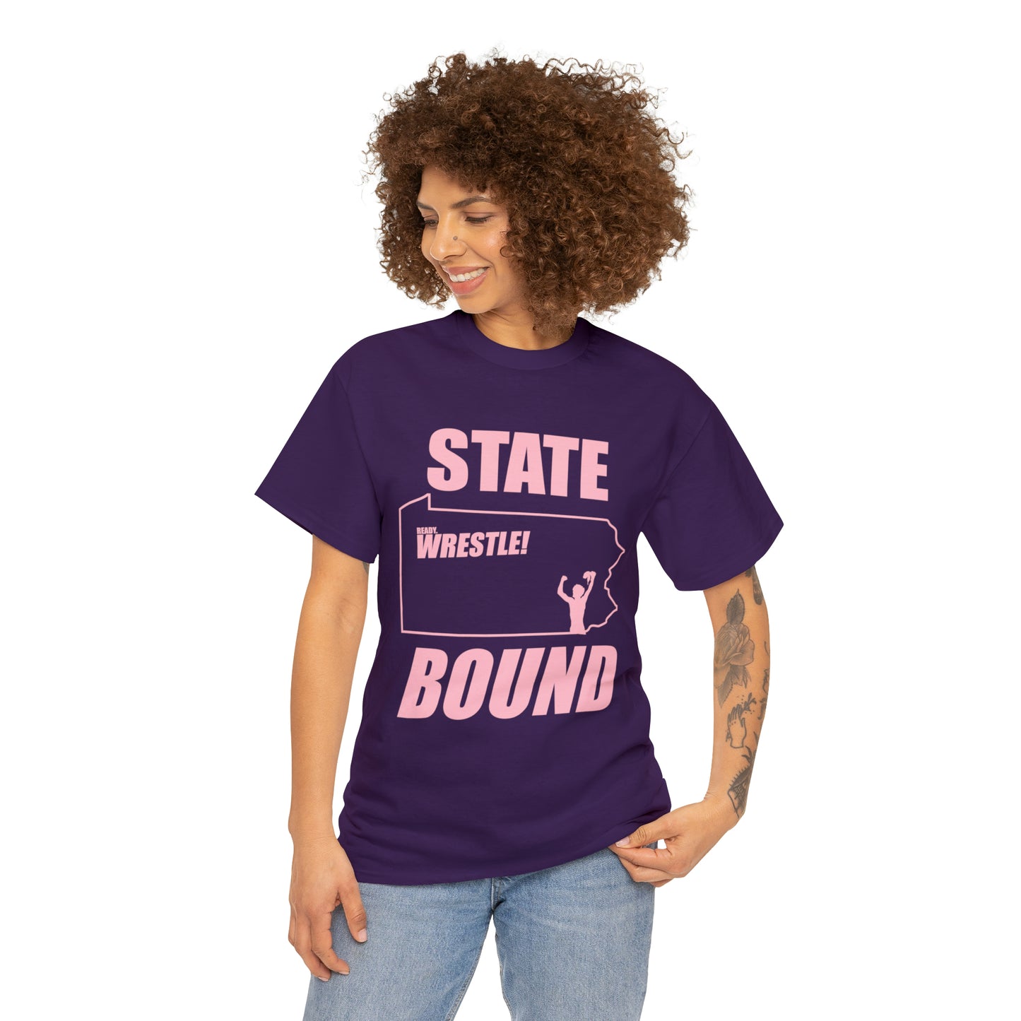 Pennsylvania State Bound, Pink Logo, Unisex Heavy Cotton Tee