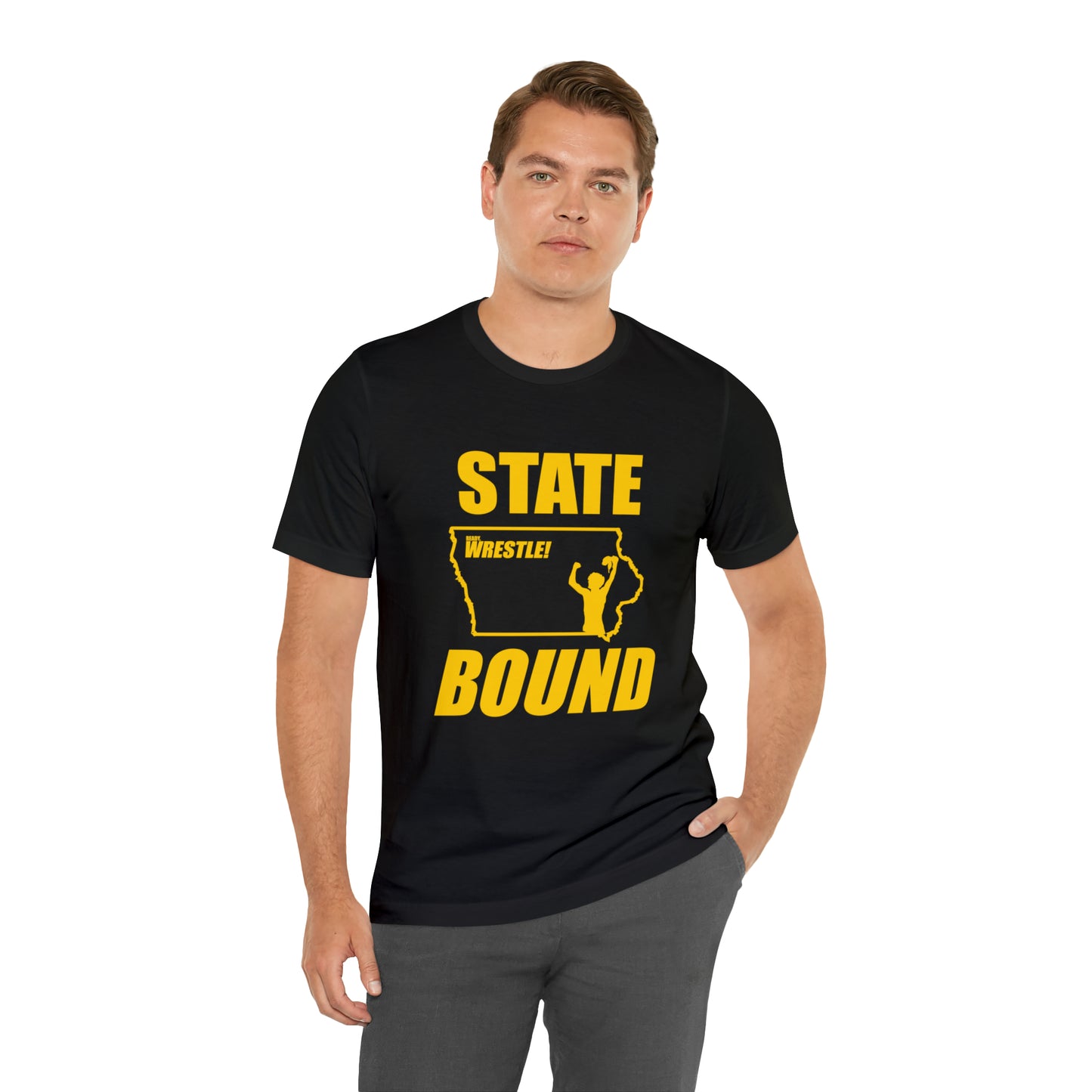 Iowa State Bound, Unisex Jersey Short Sleeve Tee, Gold Logo