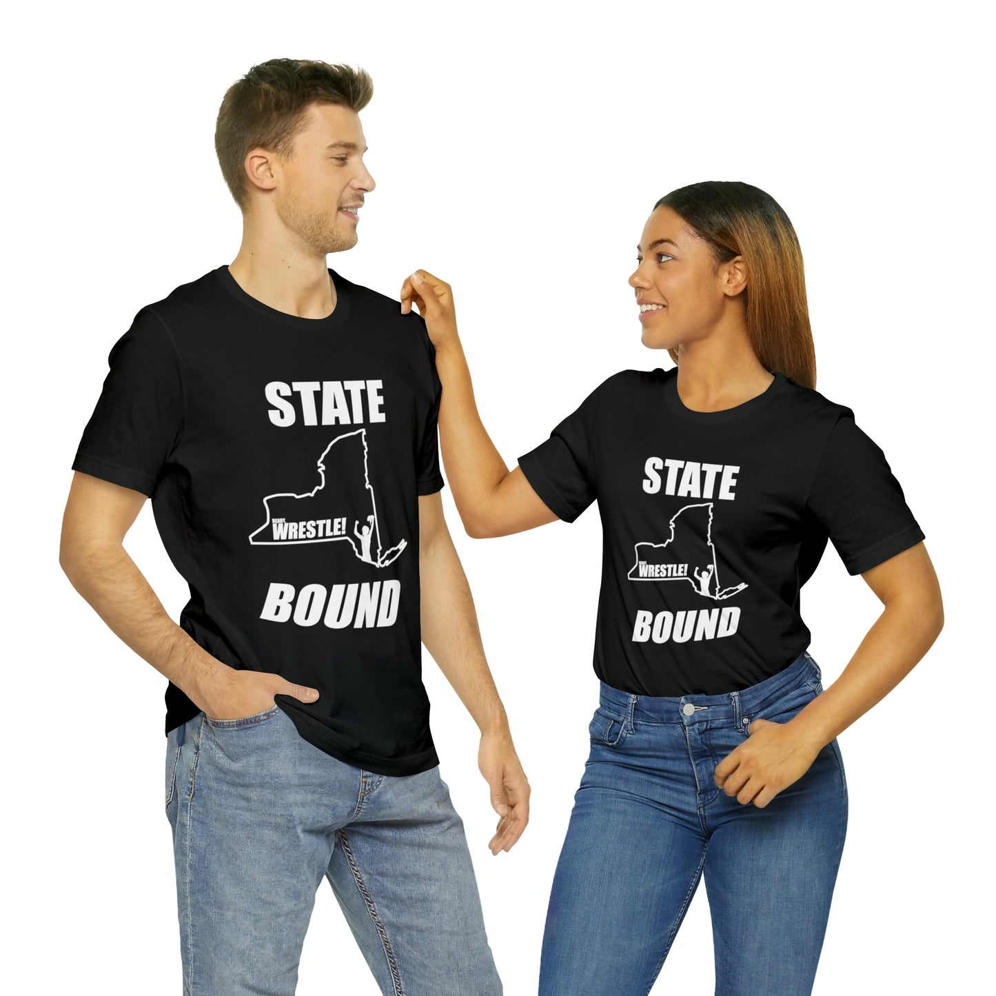 New York State Bound, Unisex Jersey Short Sleeve Tee, White Logo