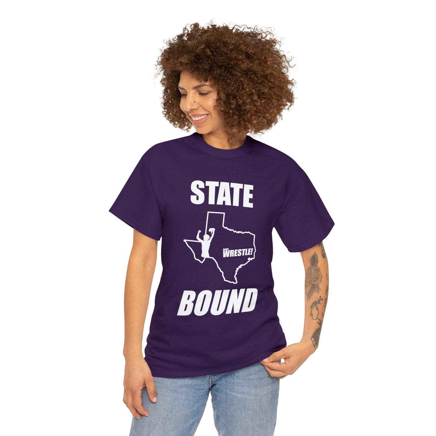 Texas State Bound, White Logo, Unisex Heavy Cotton Tee