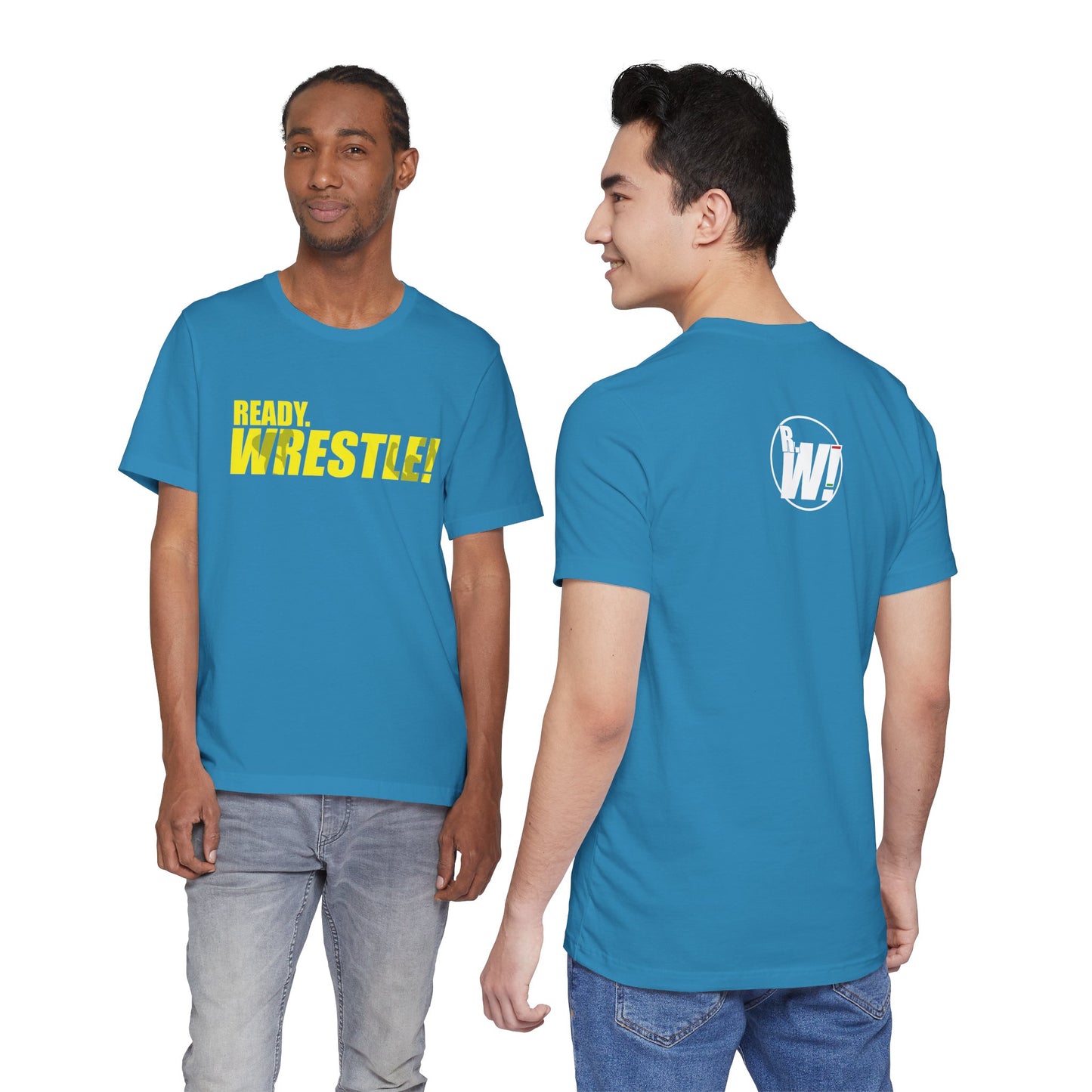 Ready. Wrestle! Gold Logo with Green, Unisex Jersey Short Sleeve Tee