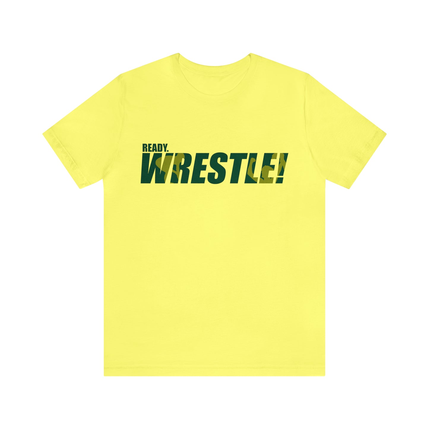 Ready. Wrestle! Green/Gold Logo, Unisex Heavy Cotton Tee, Bella+Canvas