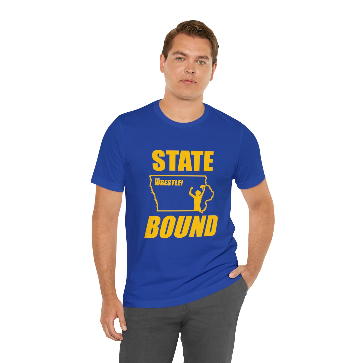 Iowa State Bound, Unisex Jersey Short Sleeve Tee, Gold Logo