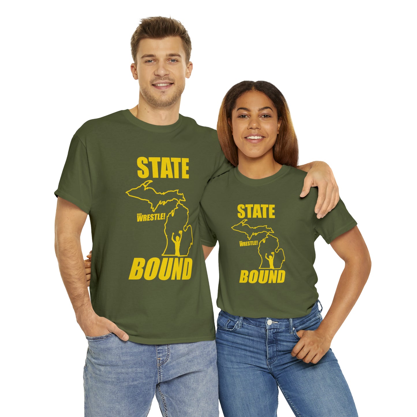 Michigan State Bound, Gold Logo, Unisex Heavy Cotton Tee