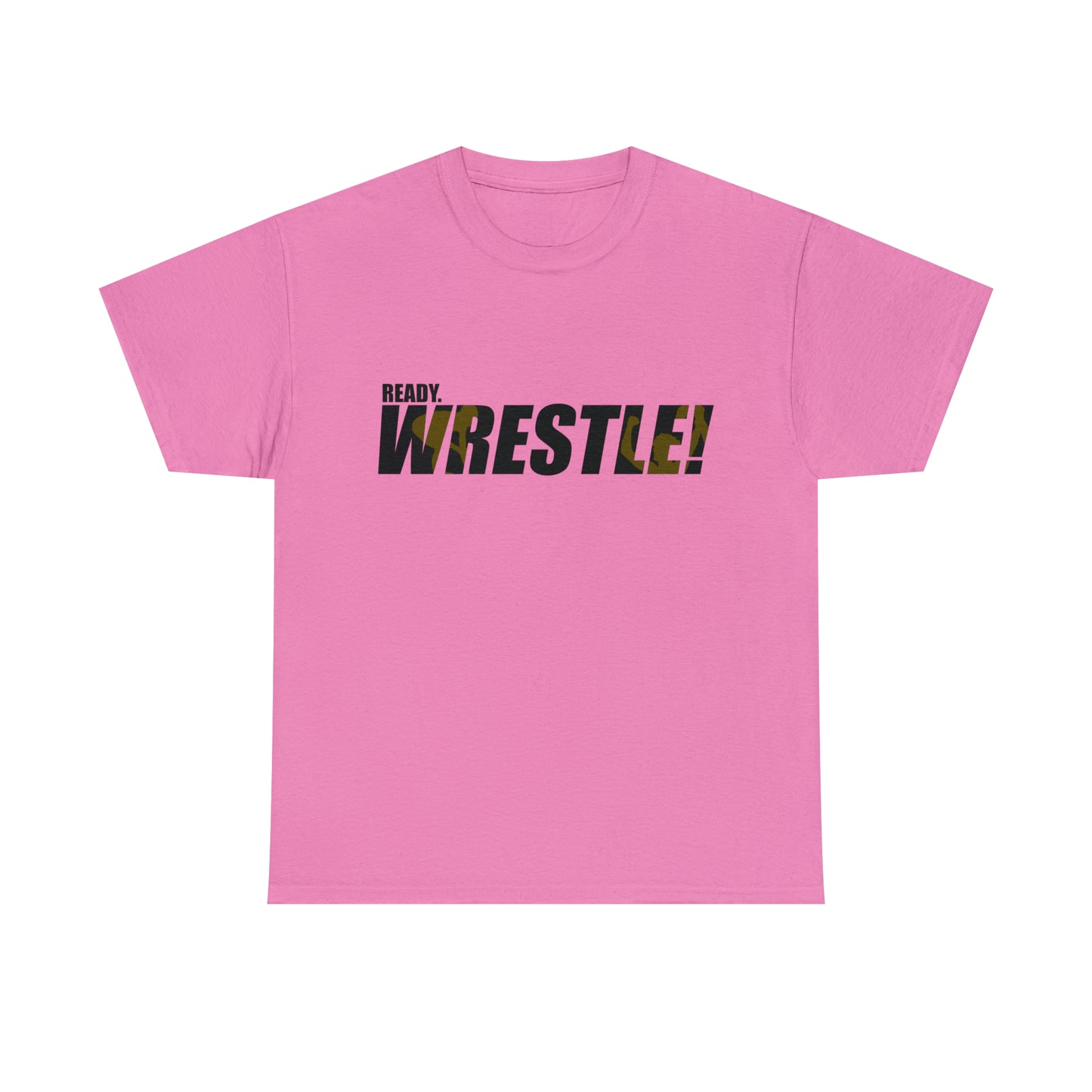 Ready. Wrestle! Black Logo w/Yellow Silhouettes, Unisex Heavy Cotton Tee