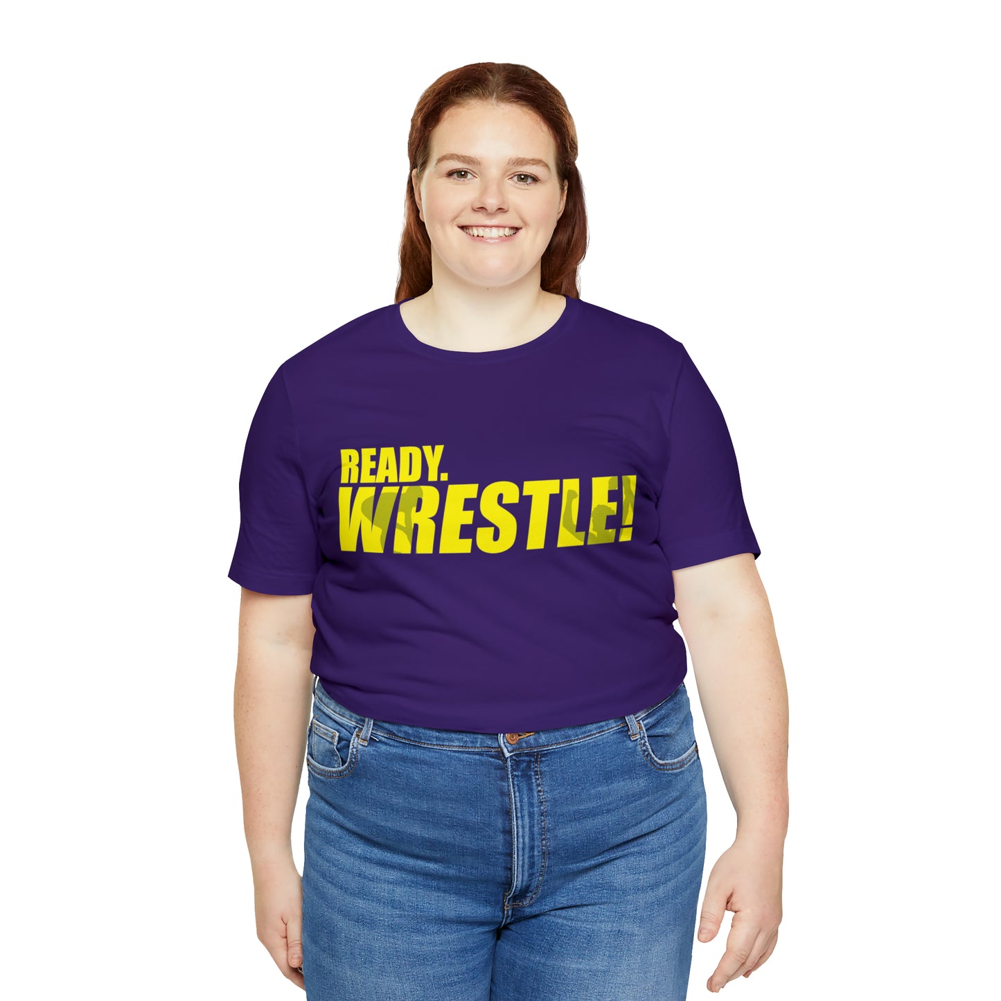 Ready. Wrestle! Gold Logo with Green, Unisex Jersey Short Sleeve Tee