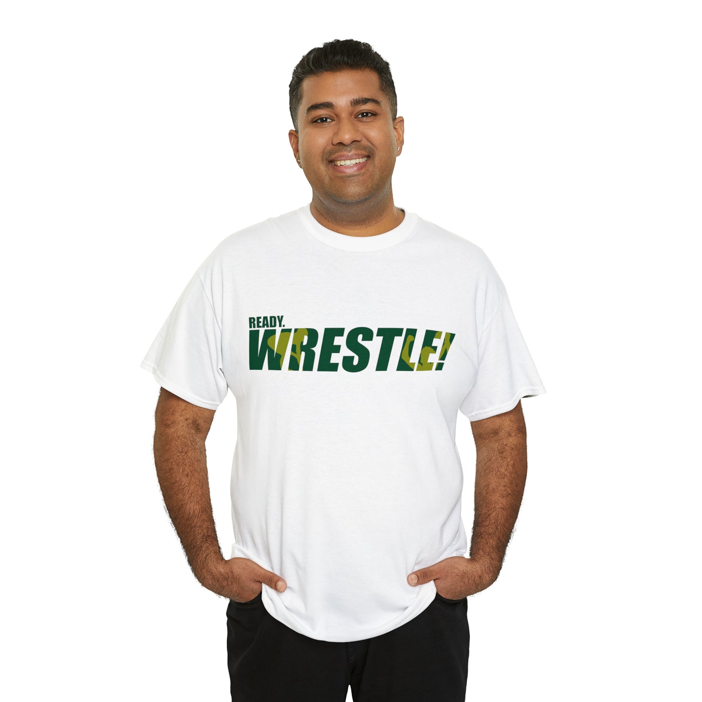 Ready. Wrestle! Green/Gold Logo, Unisex Heavy Cotton Tee