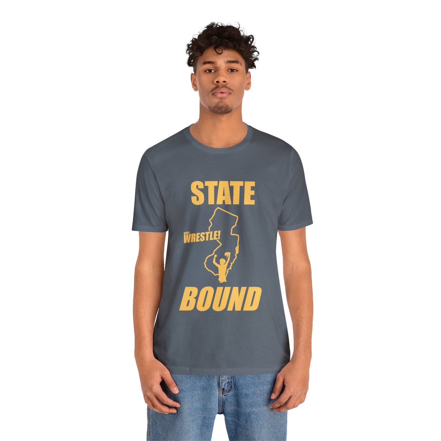 New Jersey State Bound, Gold Print, Bella+Canvas 3001, Unisex Jersey Short Sleeve Tee