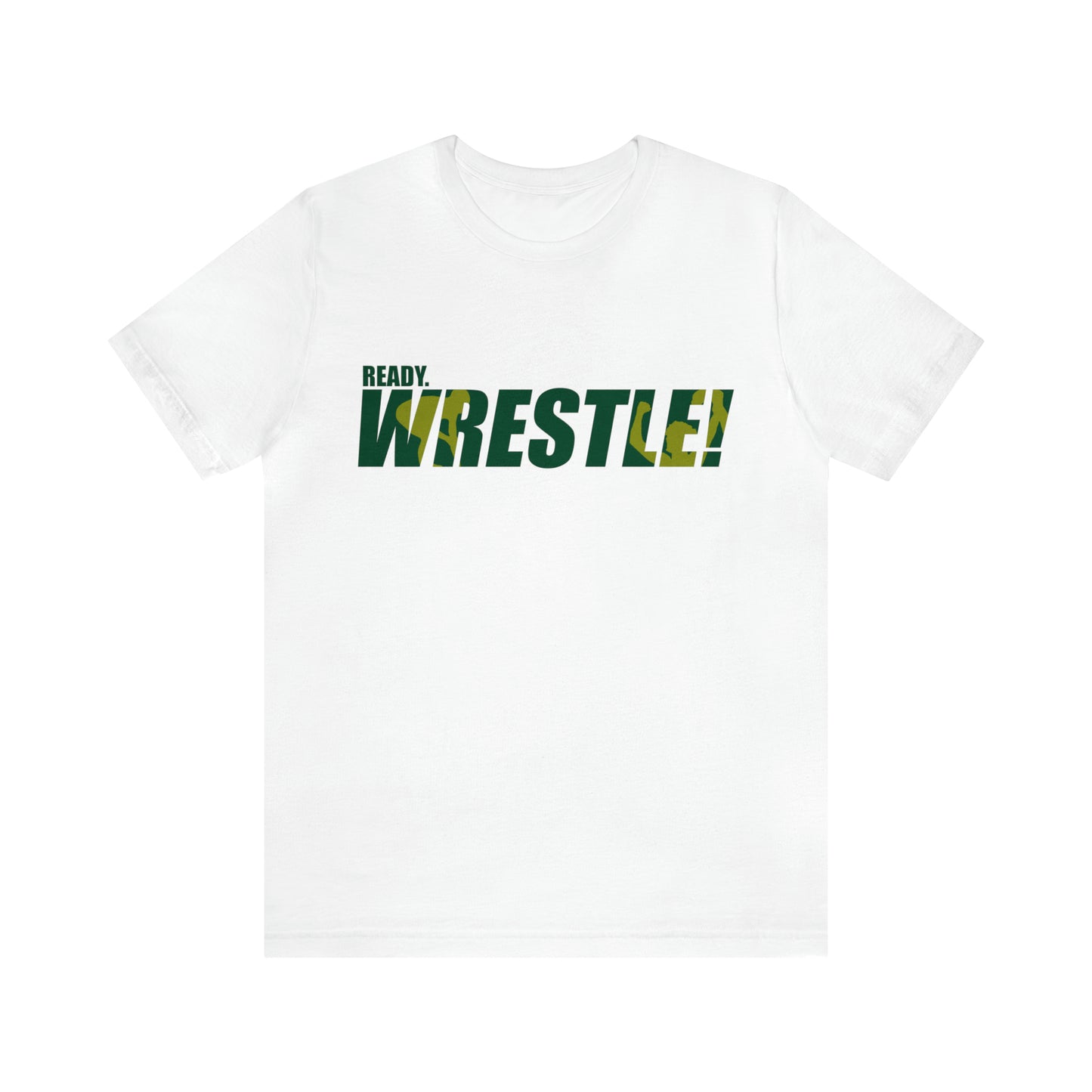 Ready. Wrestle! Green/Gold Logo, Unisex Heavy Cotton Tee, Bella+Canvas