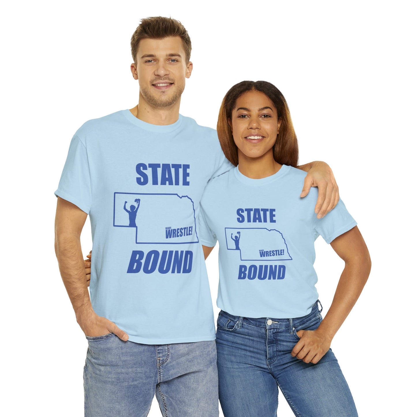 Nebraska State Bound, Royal Blue Logo, Unisex Heavy Cotton Tee