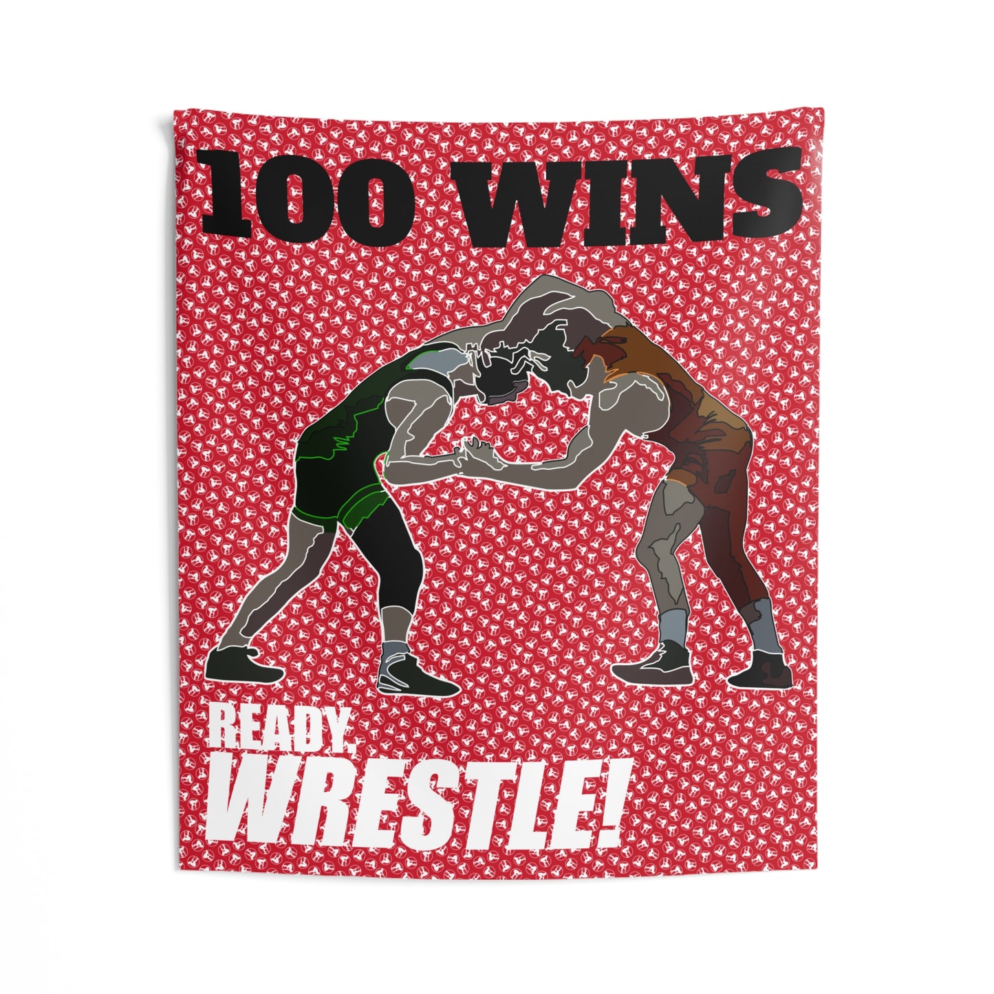 Wrestling 100 Wins Tapestry — 'Ready, Wrestle!' Victory Wall Hanging
