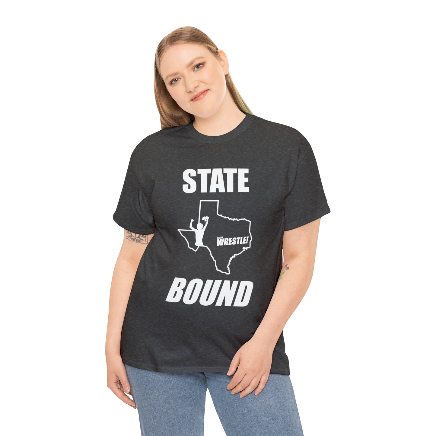 Texas State Bound, White Logo, Unisex Heavy Cotton Tee