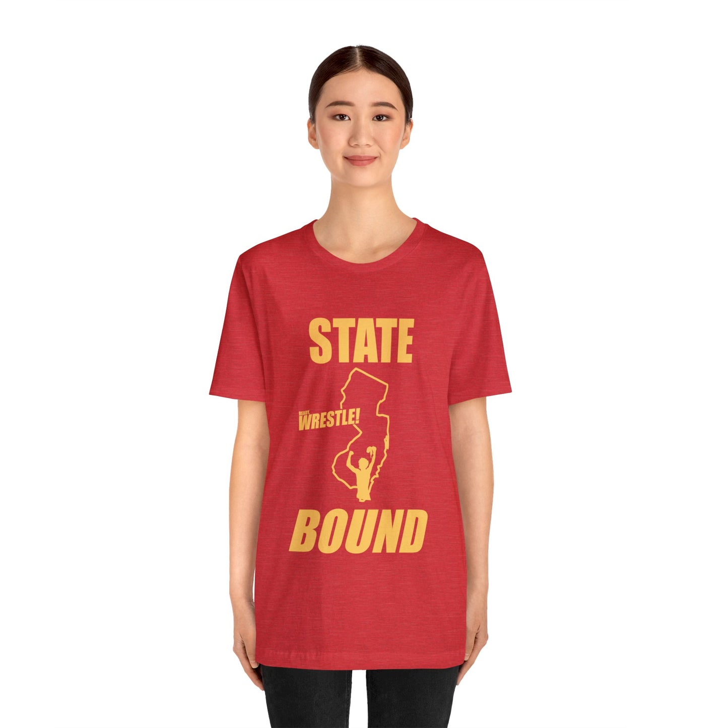 New Jersey State Bound, Gold Print, Bella+Canvas 3001, Unisex Jersey Short Sleeve Tee