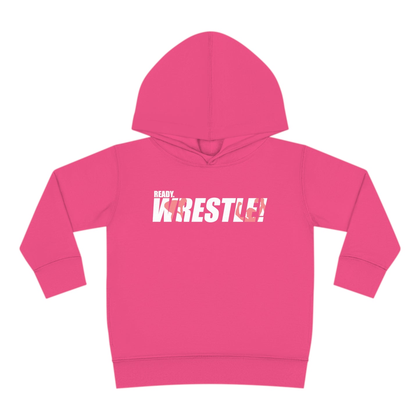 Ready. Wrestle! Toddler Pullover Fleece Hoodie, Red/White Logo