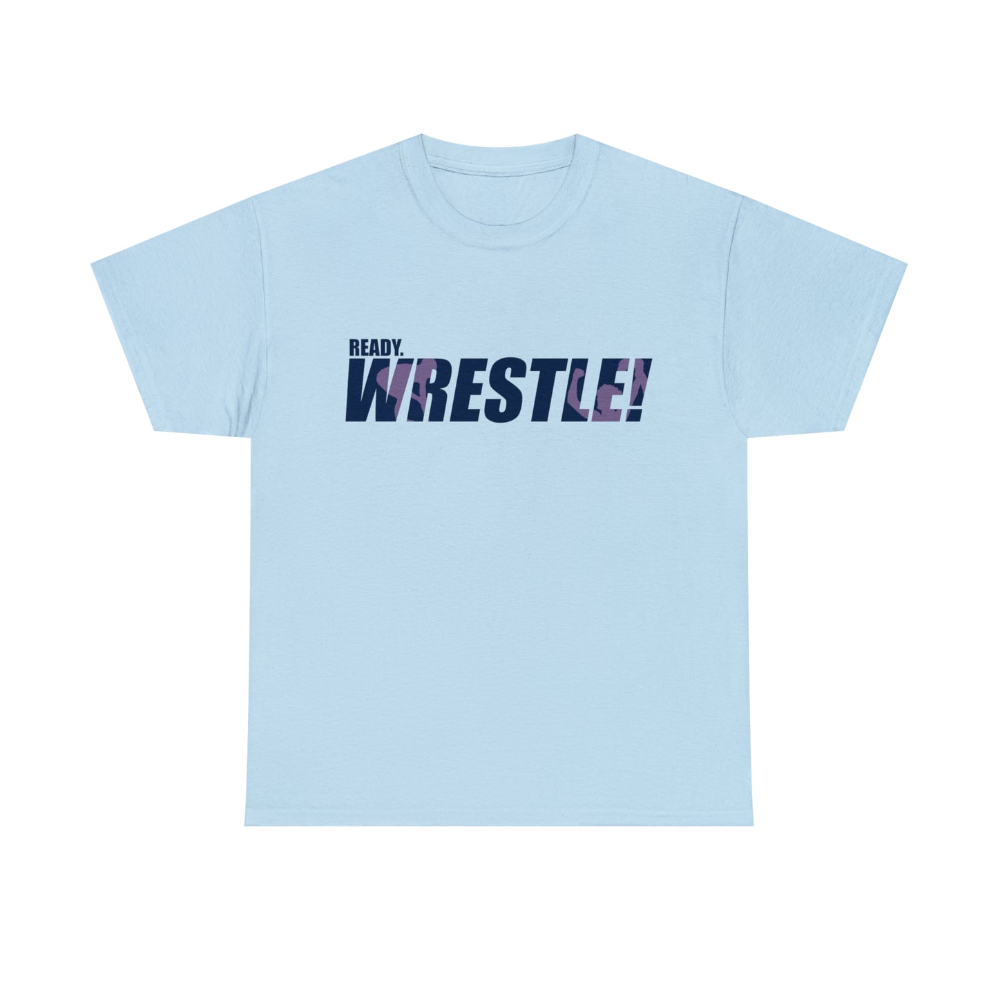 Ready. Wrestle! Navy Logo w/Pink Silhouettes, Unisex Heavy Cotton Tee