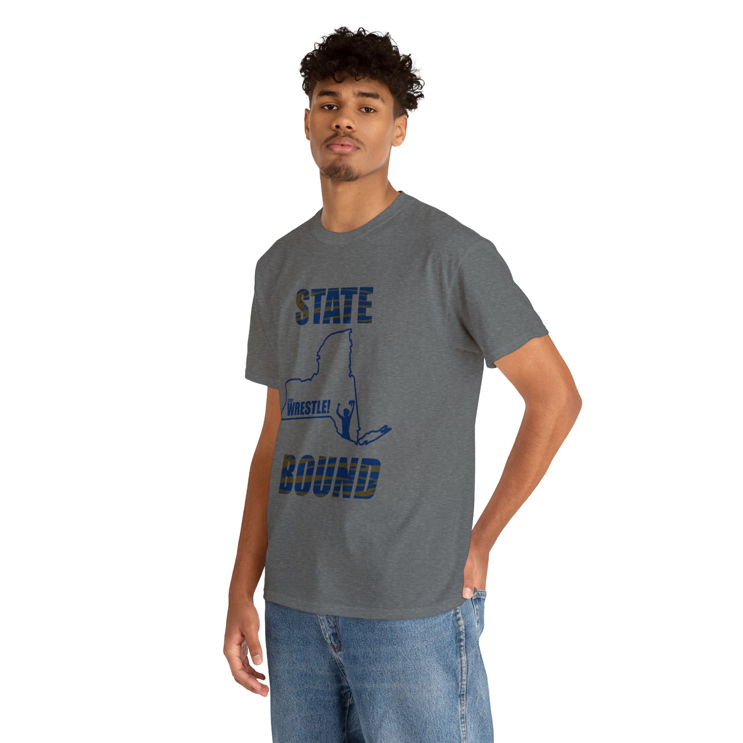 New York State Bound, Blue Logo, Tiger stripes, Unisex Heavy Cotton Tee