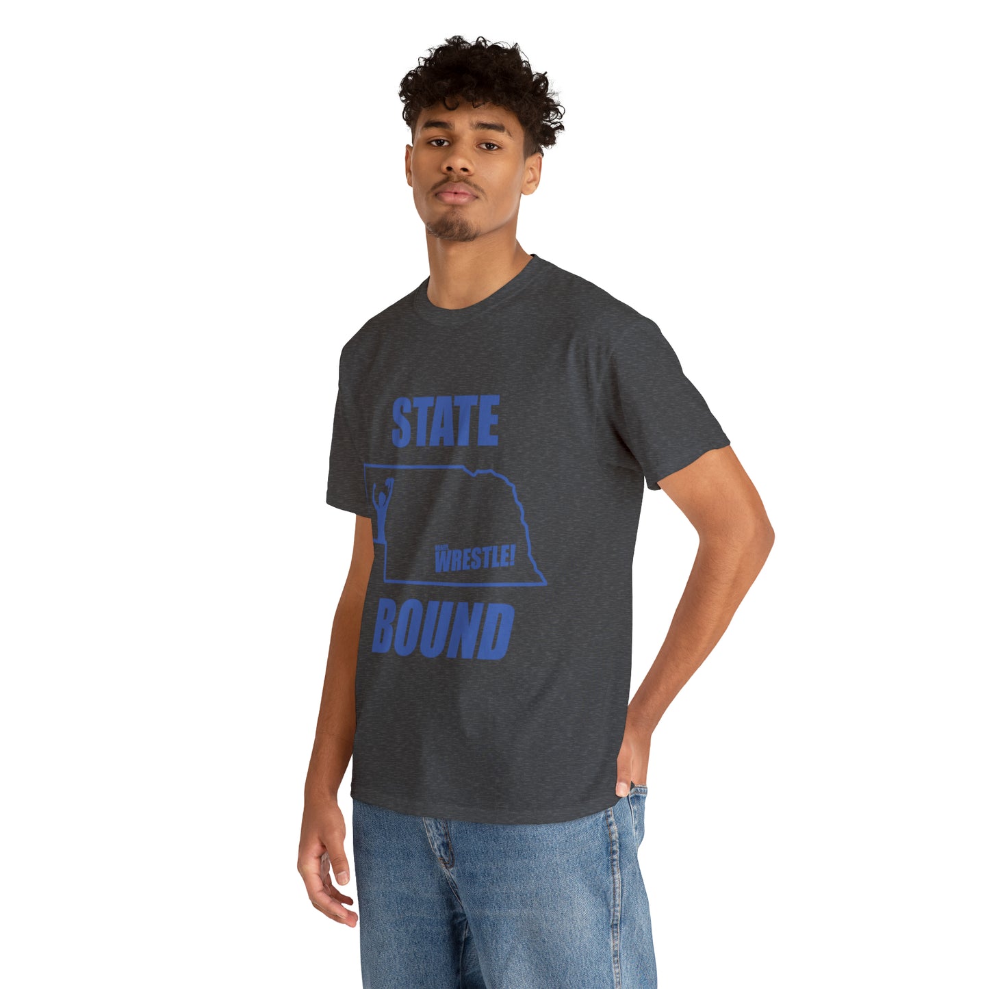 Nebraska State Bound, Royal Blue Logo, Unisex Heavy Cotton Tee