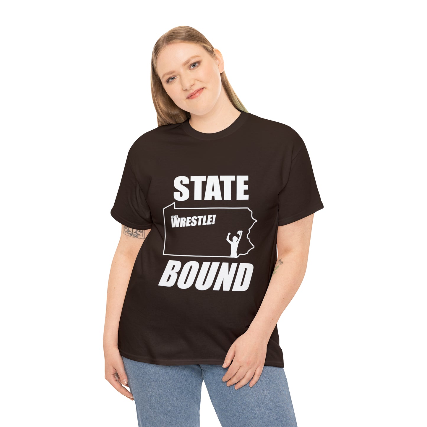 Pennsylvania State Bound, White Logo, Unisex Heavy Cotton Tee