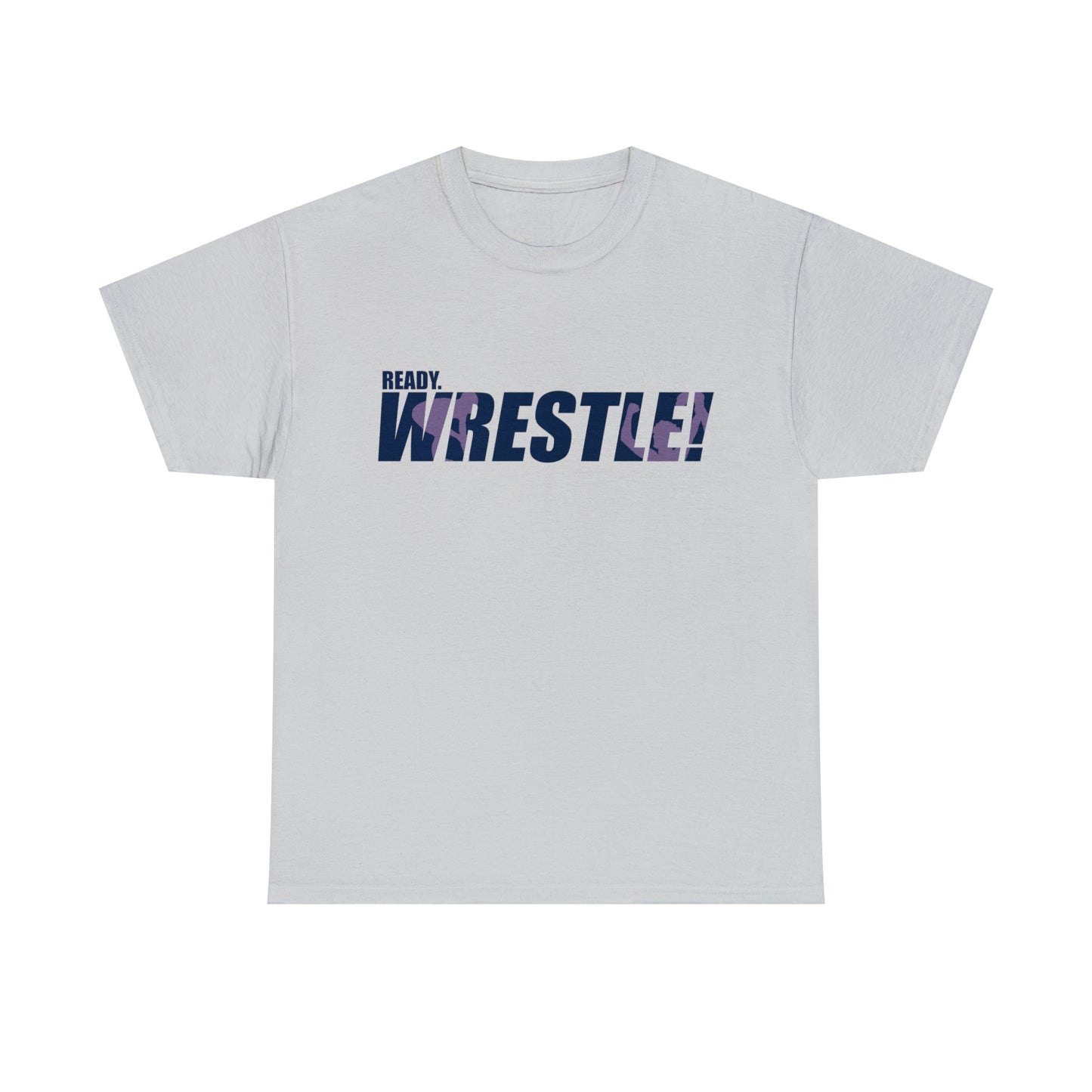 Ready. Wrestle! Navy Logo w/Pink Silhouettes, Unisex Heavy Cotton Tee