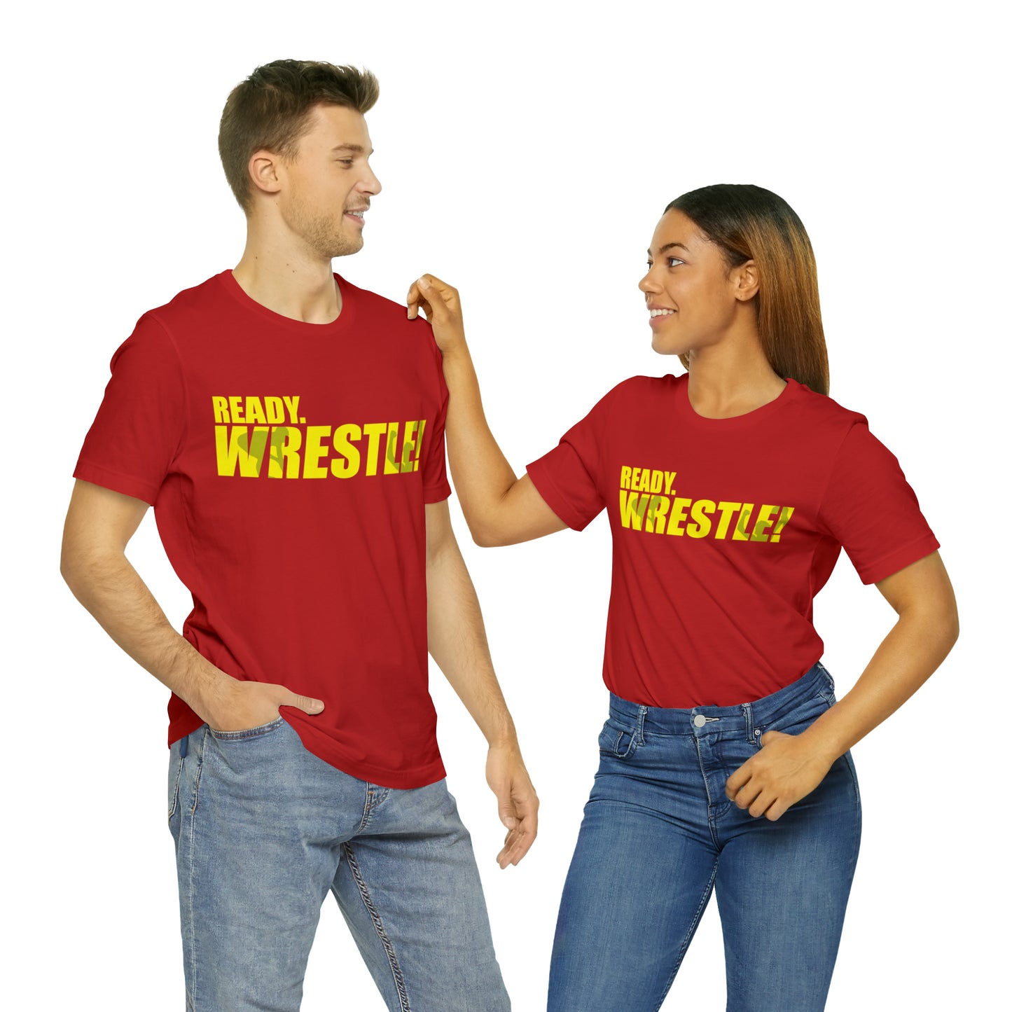 Ready. Wrestle! Gold Logo with Green, Unisex Jersey Short Sleeve Tee