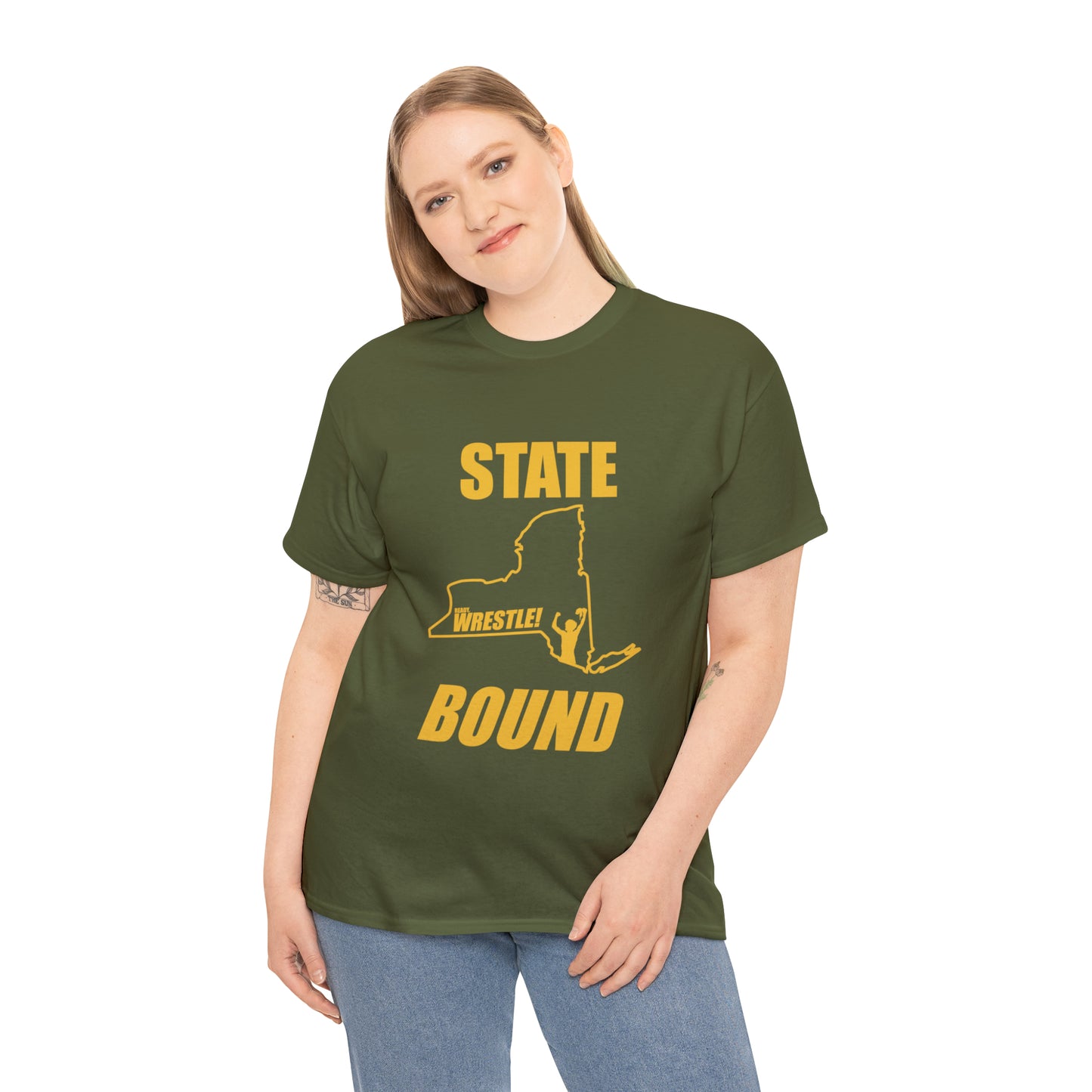 New York State Bound, Gold Logo, Unisex Heavy Cotton Tee