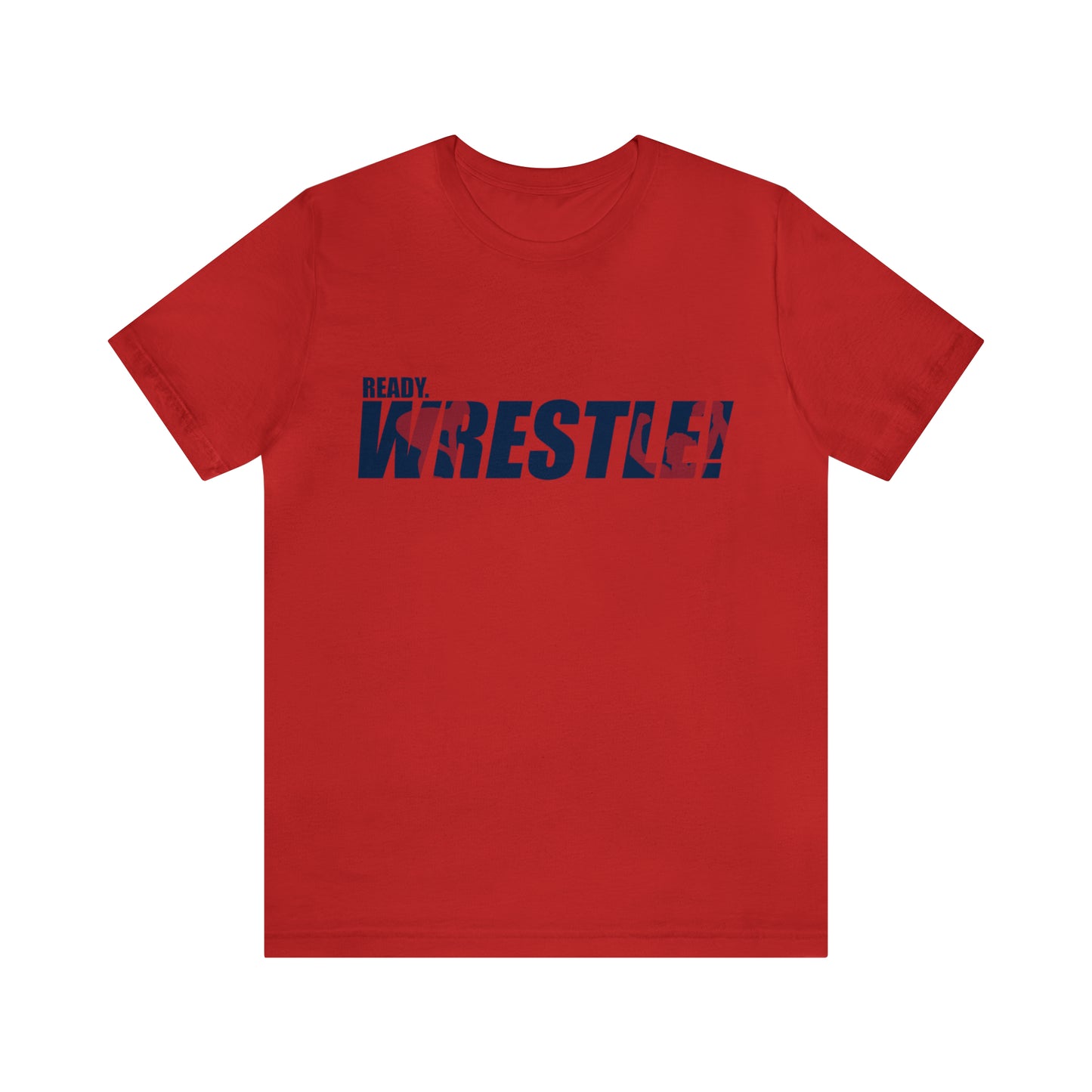 Ready. Wrestle! Navy Logo w/Red Silhouettes, Unisex Heavy Cotton Tee Bella+Canvas