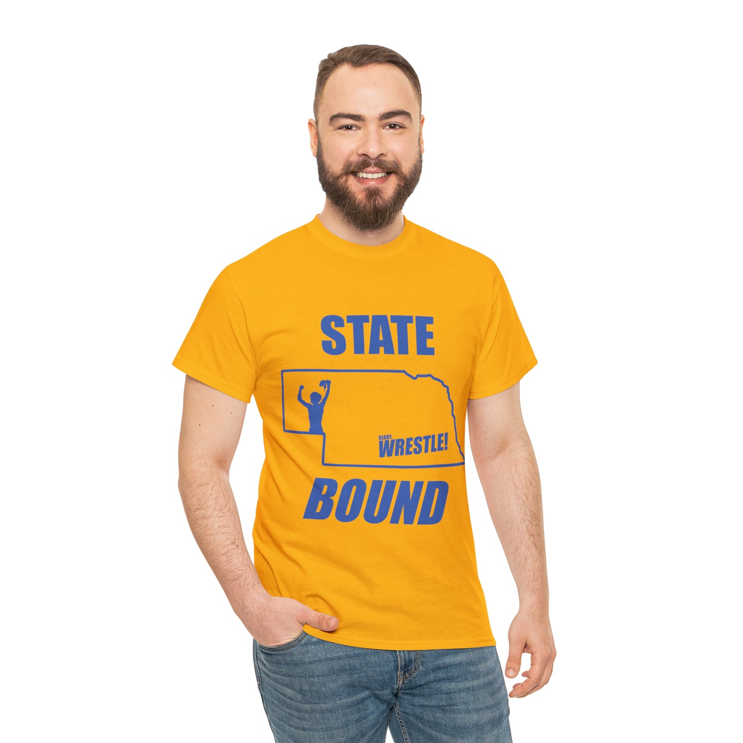 Nebraska State Bound, Royal Blue Logo, Unisex Heavy Cotton Tee