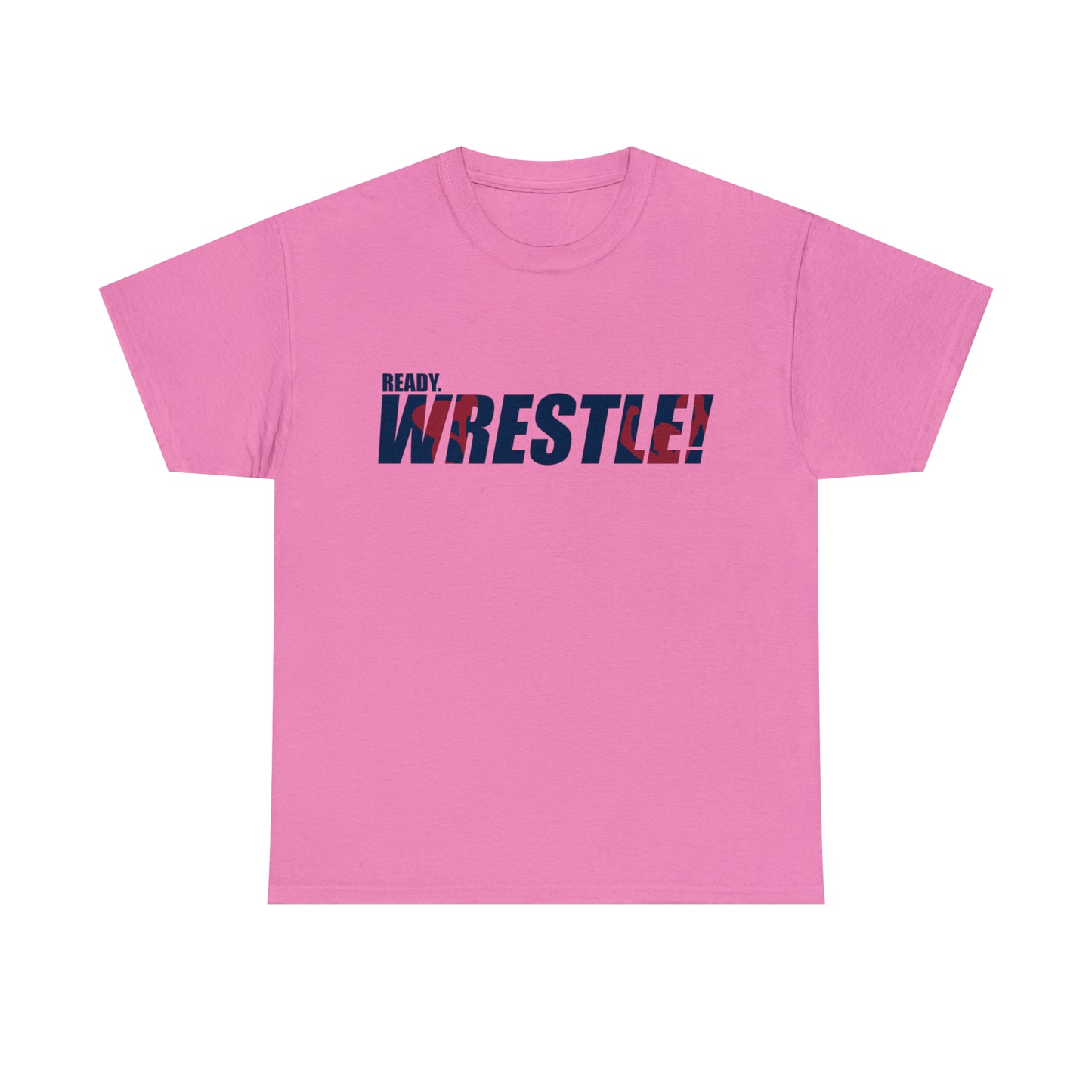 Ready. Wrestle! Navy Logo w/Red Silhouettes, Unisex Heavy Cotton Tee