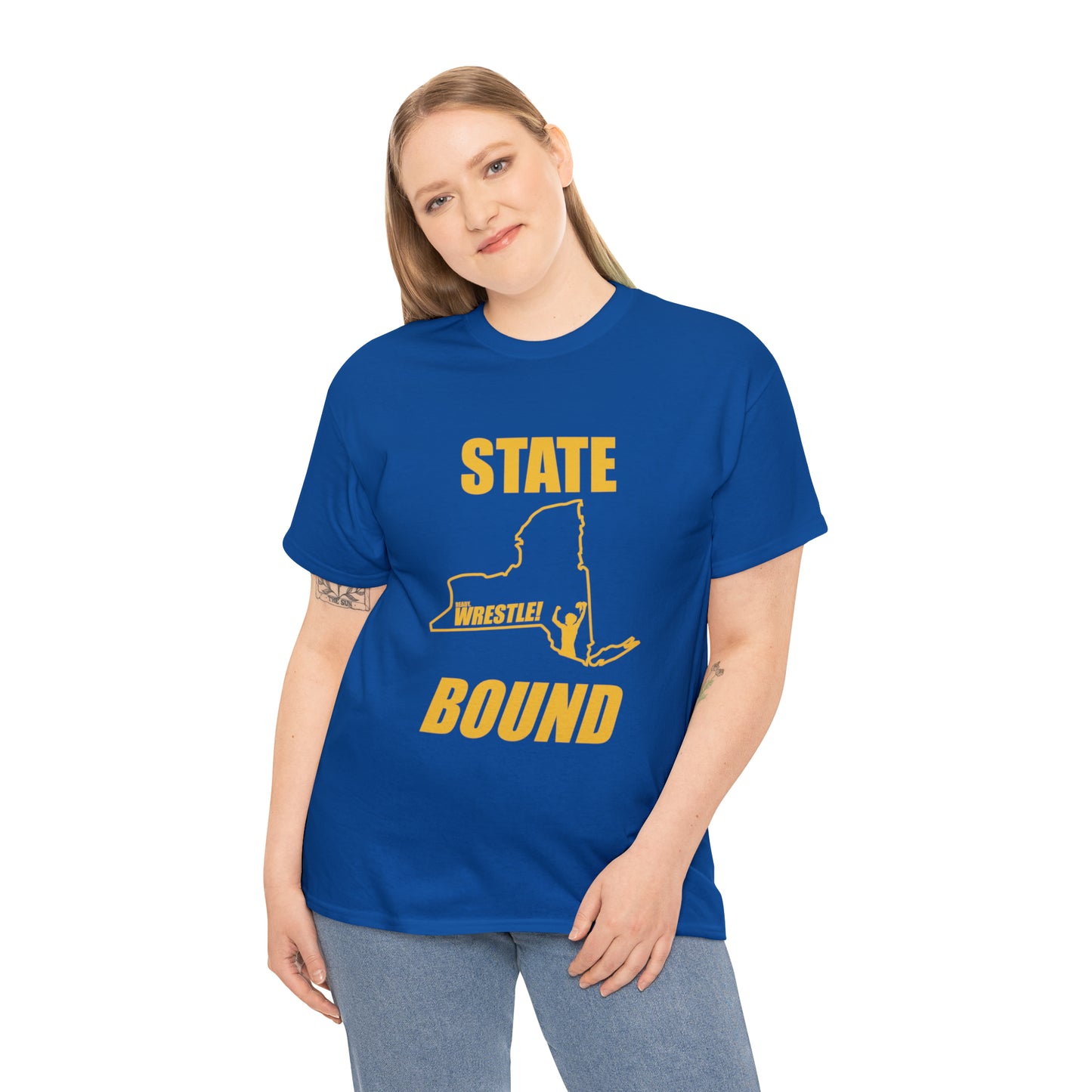 New York State Bound, Gold Logo, Unisex Heavy Cotton Tee