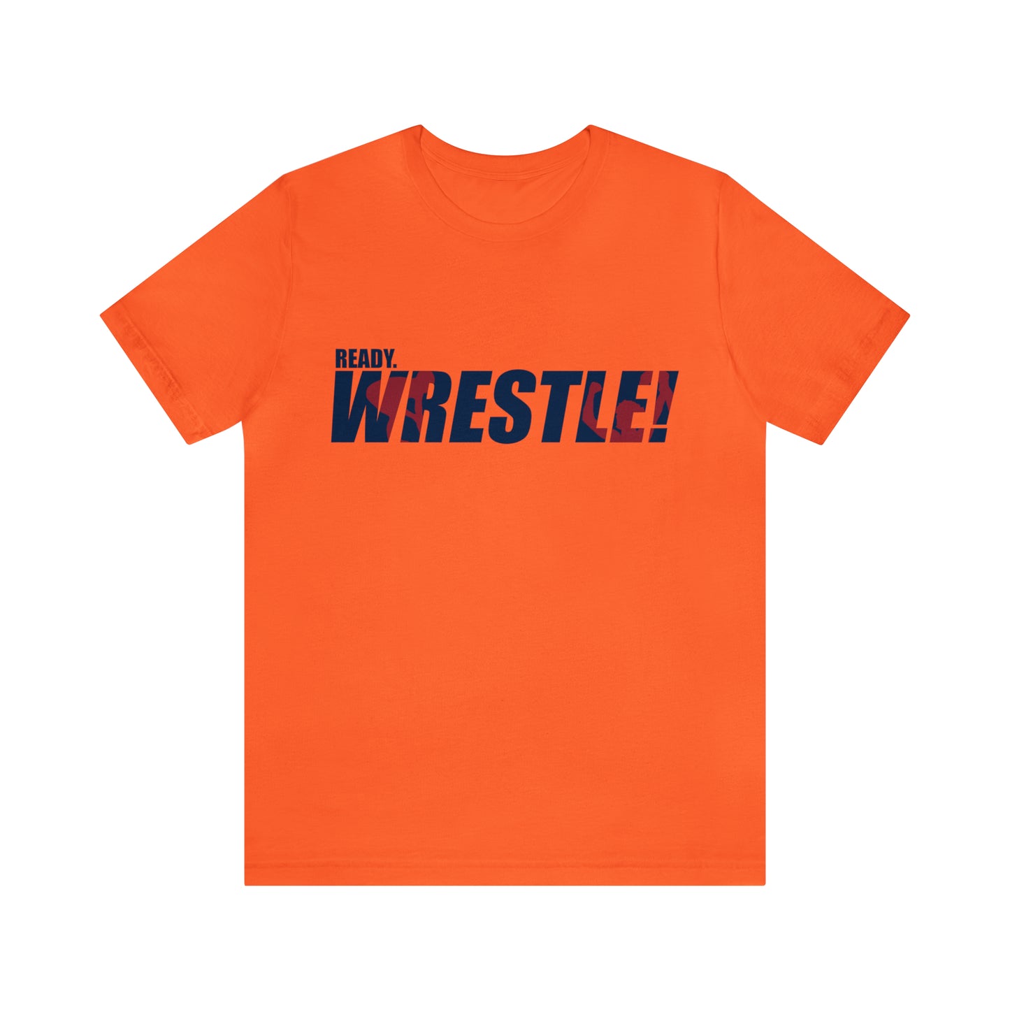 Ready. Wrestle! Navy Logo w/Red Silhouettes, Unisex Heavy Cotton Tee Bella+Canvas