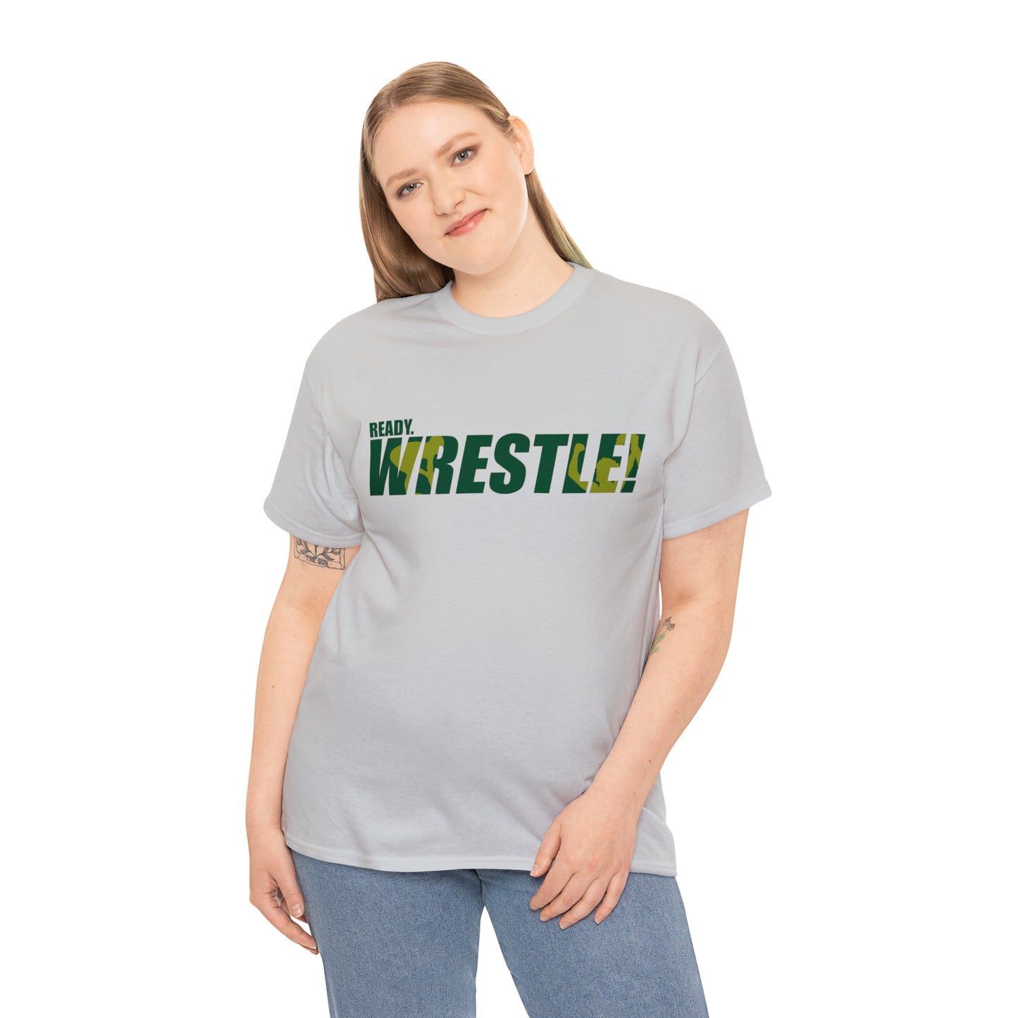 Ready. Wrestle! Green/Gold Logo, Unisex Heavy Cotton Tee