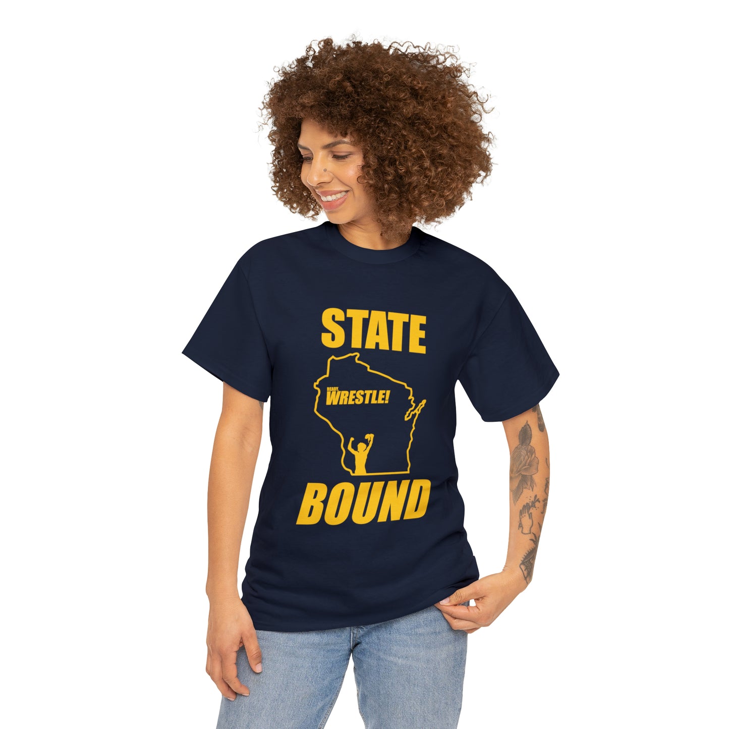 Wisconsin State Bound, Gold Logo, Unisex Heavy Cotton Tee