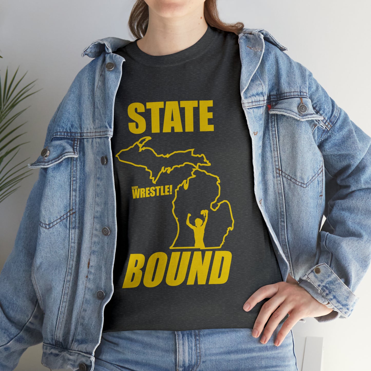 Michigan State Bound, Gold Logo, Unisex Heavy Cotton Tee