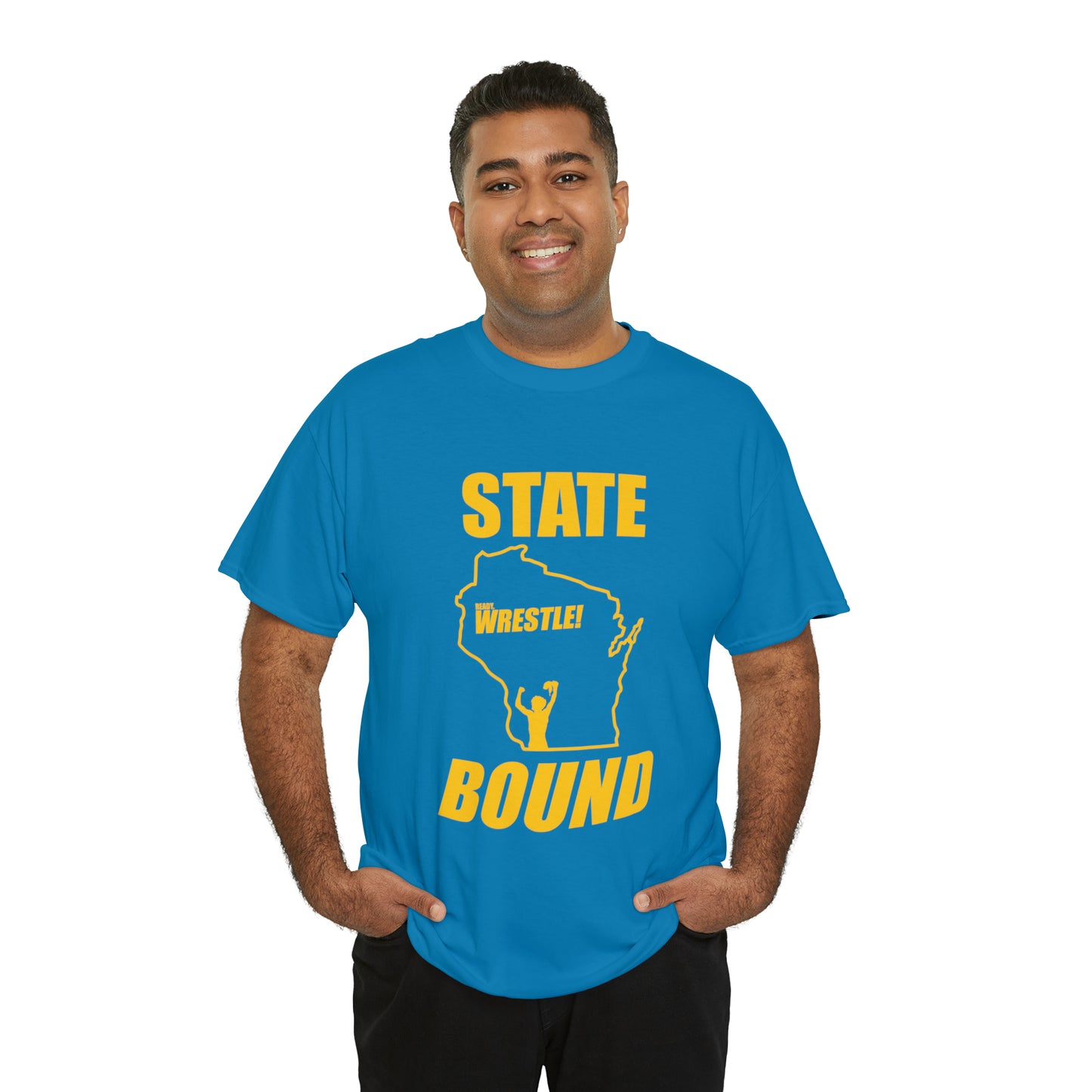 Wisconsin State Bound, Gold Logo, Unisex Heavy Cotton Tee