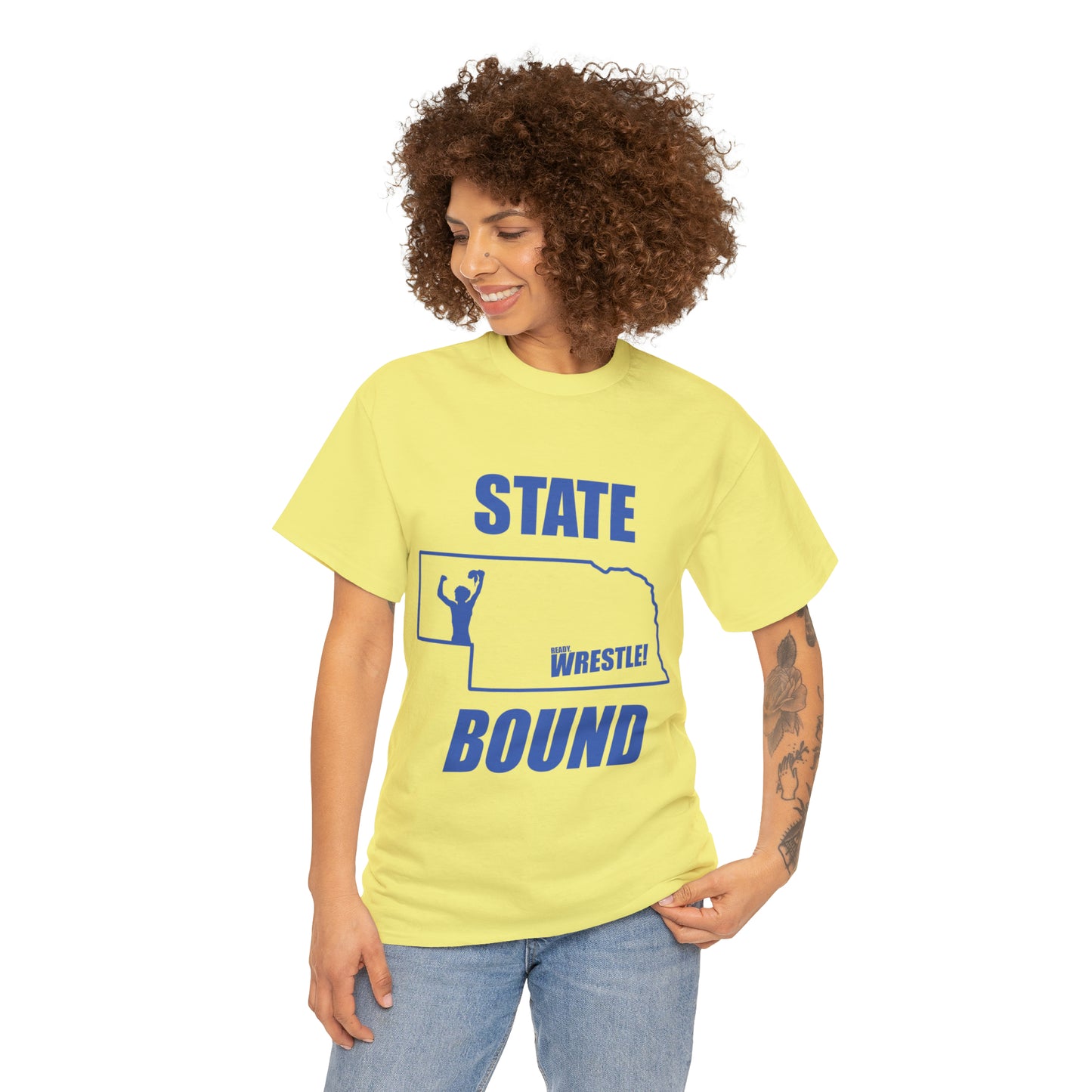 Nebraska State Bound, Royal Blue Logo, Unisex Heavy Cotton Tee