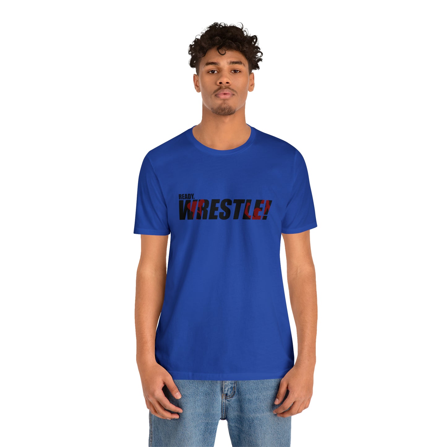 Ready. Wrestle! Black Logo w/Red Silhouettes, Unisex Heavy Cotton Tee Bella+Canvas