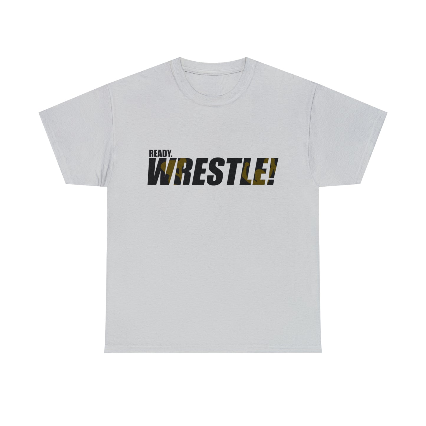 Ready. Wrestle! Black Logo w/Yellow Silhouettes, Unisex Heavy Cotton Tee