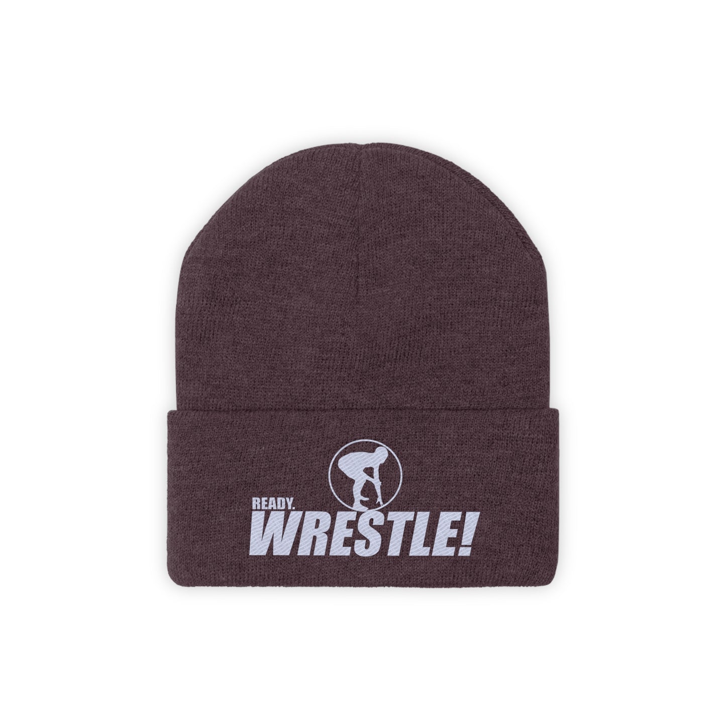 Ready. Wrestle! Knit Beanie, White Logo