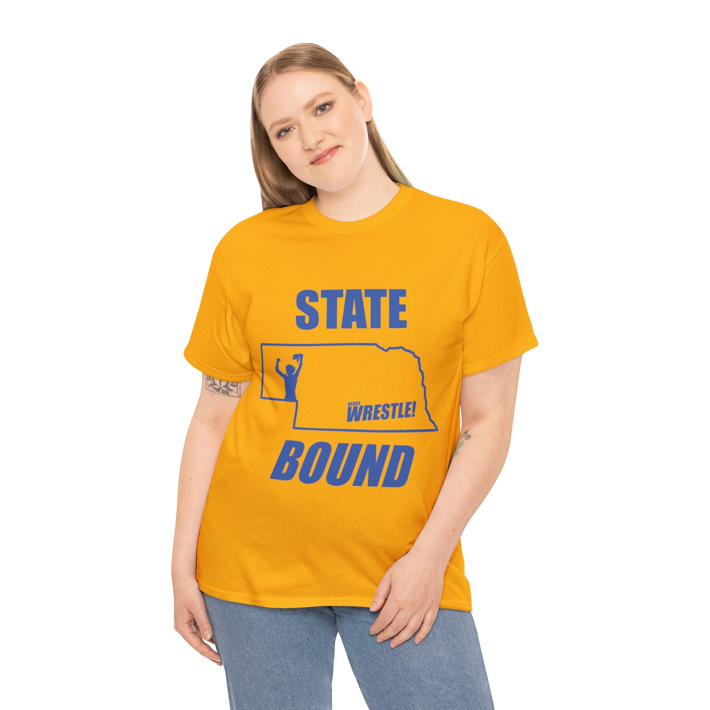 Nebraska State Bound, Royal Blue Logo, Unisex Heavy Cotton Tee