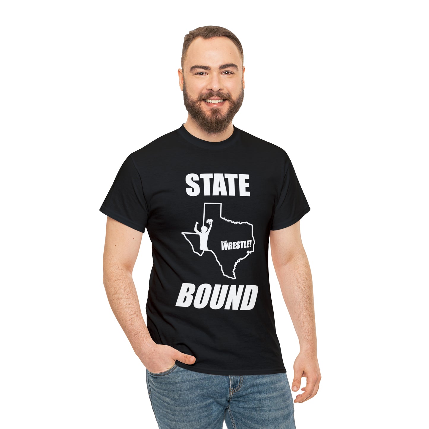 Texas State Bound, White Logo, Unisex Heavy Cotton Tee