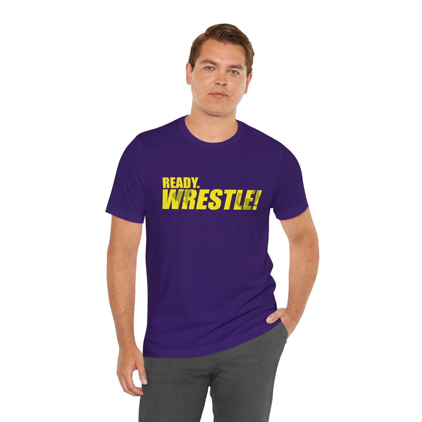 Ready. Wrestle! Gold Logo with Green, Unisex Jersey Short Sleeve Tee