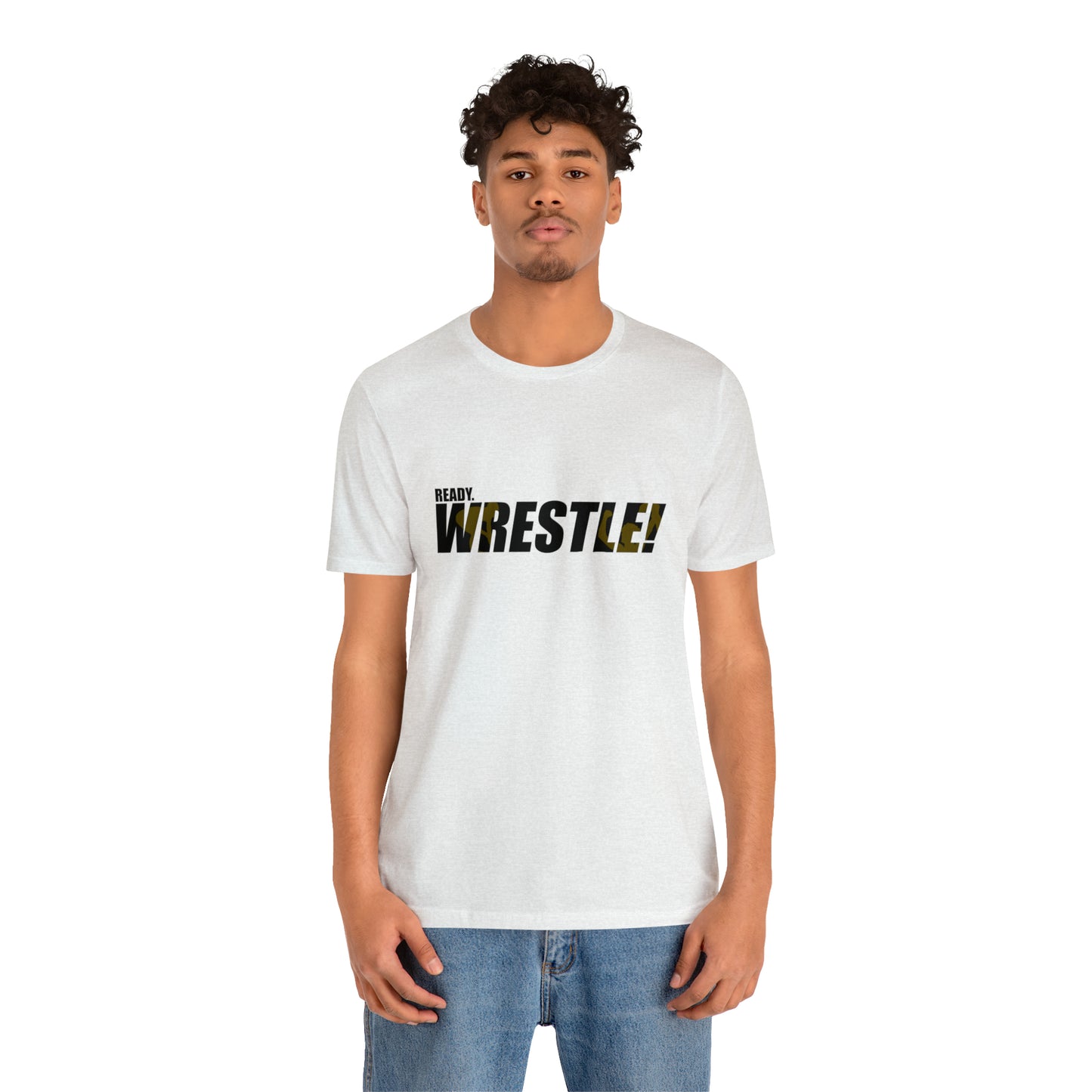 Ready. Wrestle! Black Logo w/Yellow Silhouettes, Unisex Heavy Cotton Tee Bella+Canvas