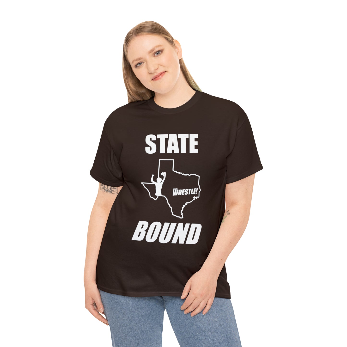 Texas State Bound, White Logo, Unisex Heavy Cotton Tee